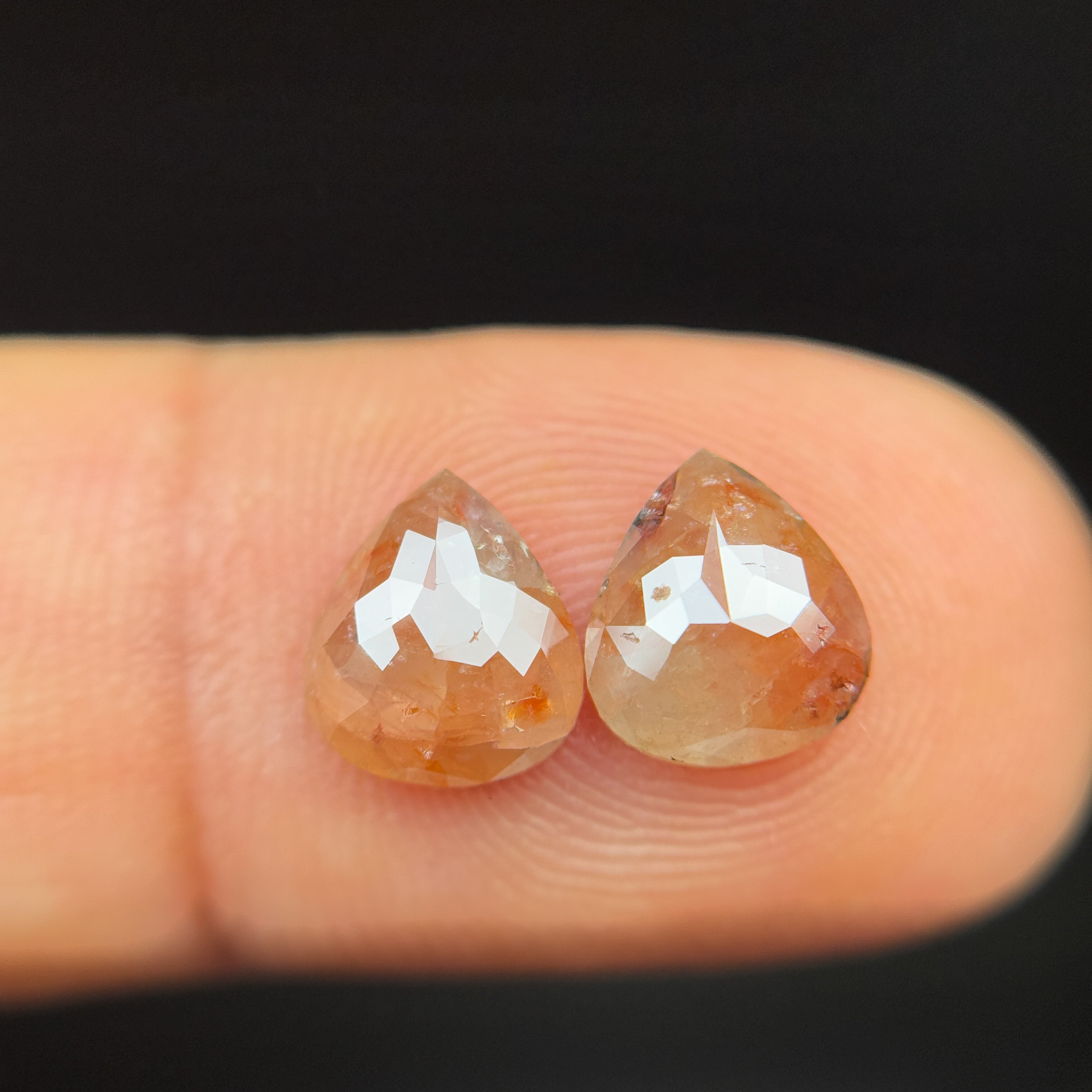 2.48 Ct Pear Rose Cut Peach Natural Salt and Pepper Diamond
