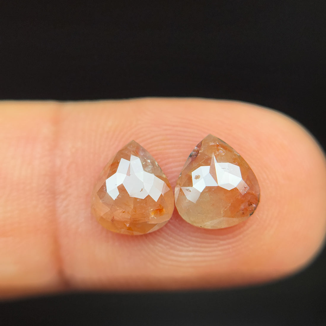 2.48 Ct Pear Rose Cut Peach Natural Salt and Pepper Diamond