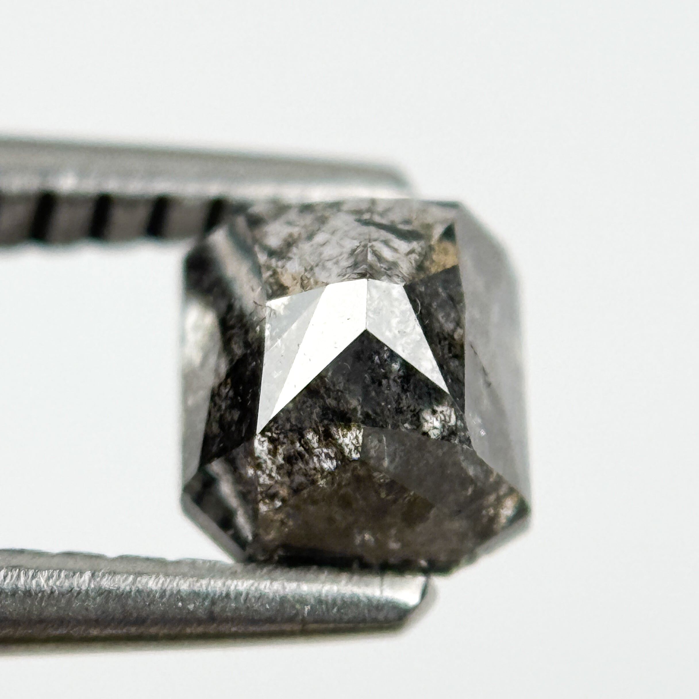 1.02 Ct Radiant Rose Cut Grey Natural Salt and Pepper Diamond
