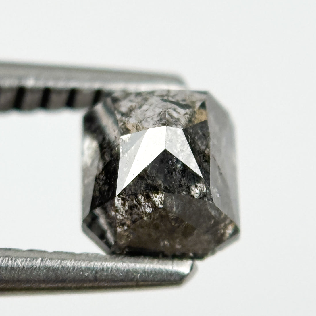 1.02 Ct Radiant Rose Cut Grey Natural Salt and Pepper Diamond