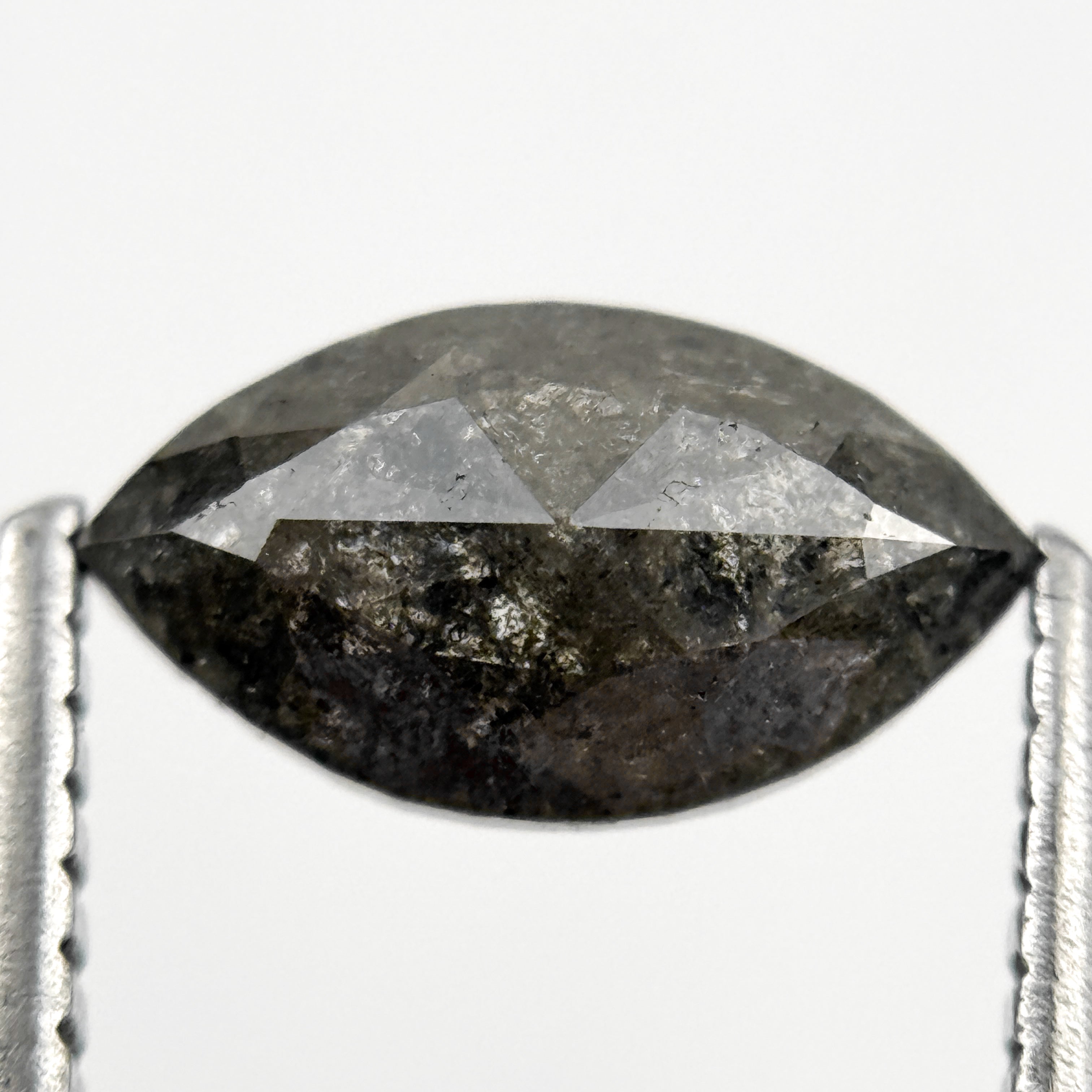 1.05 Ct Marquise Rose Cut Grey Natural Salt and pepper Diamond