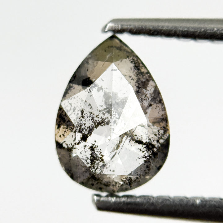 0.78 Ct Pear Rose Cut Grey Natural Salt and Pepper Diamond