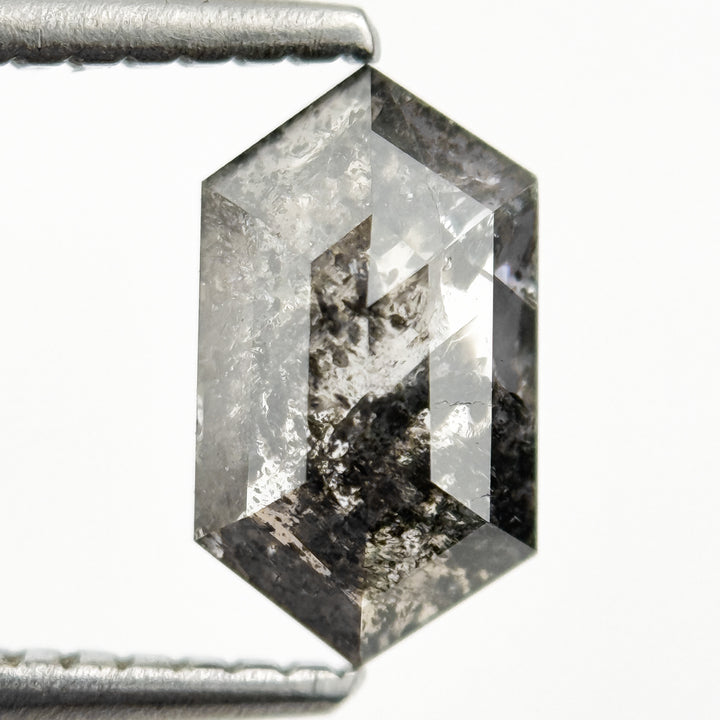1.21 Ct Hexagon Rose Cut Grey Natural Salt and Pepper Diamond