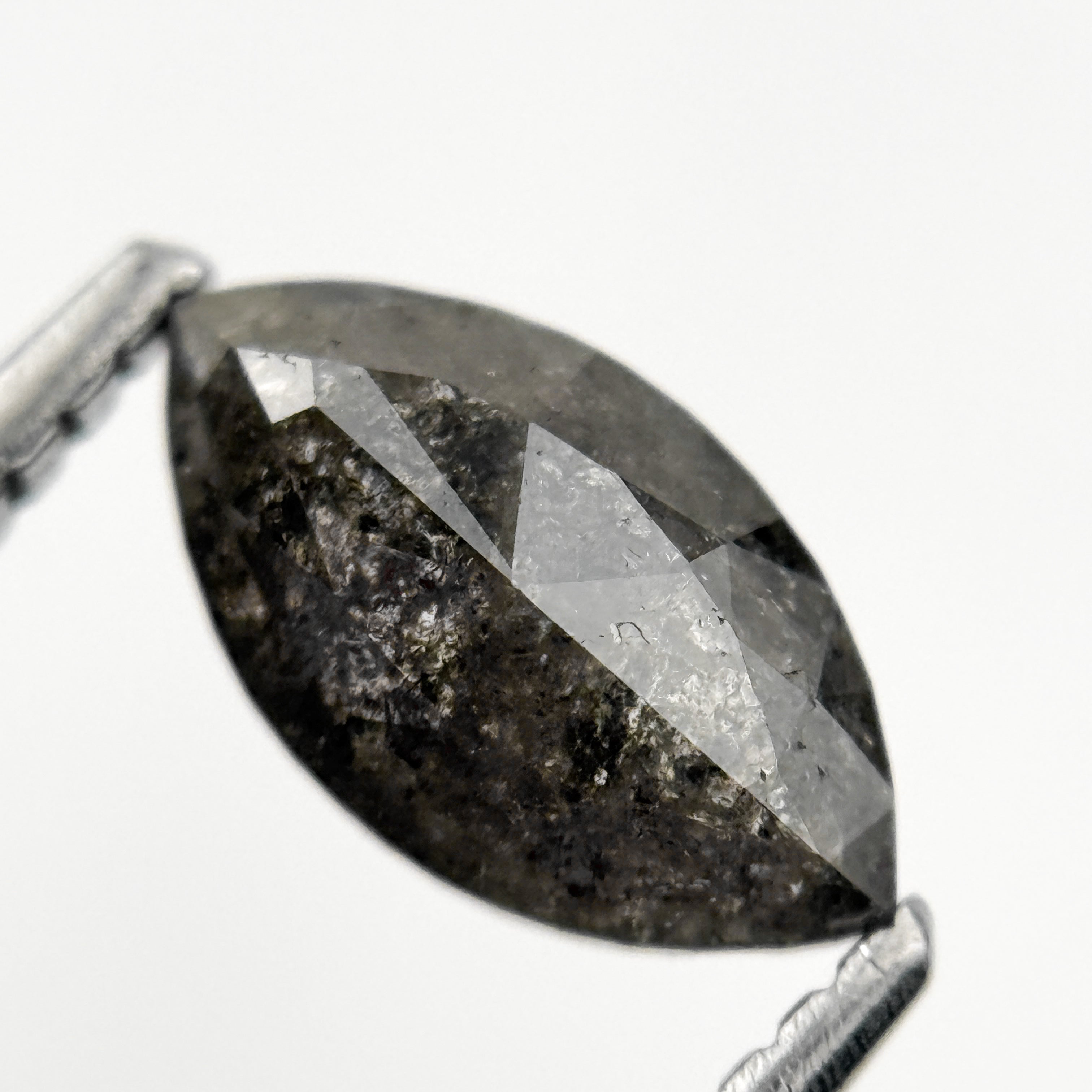 1.05 Ct Marquise Rose Cut Grey Natural Salt and pepper Diamond