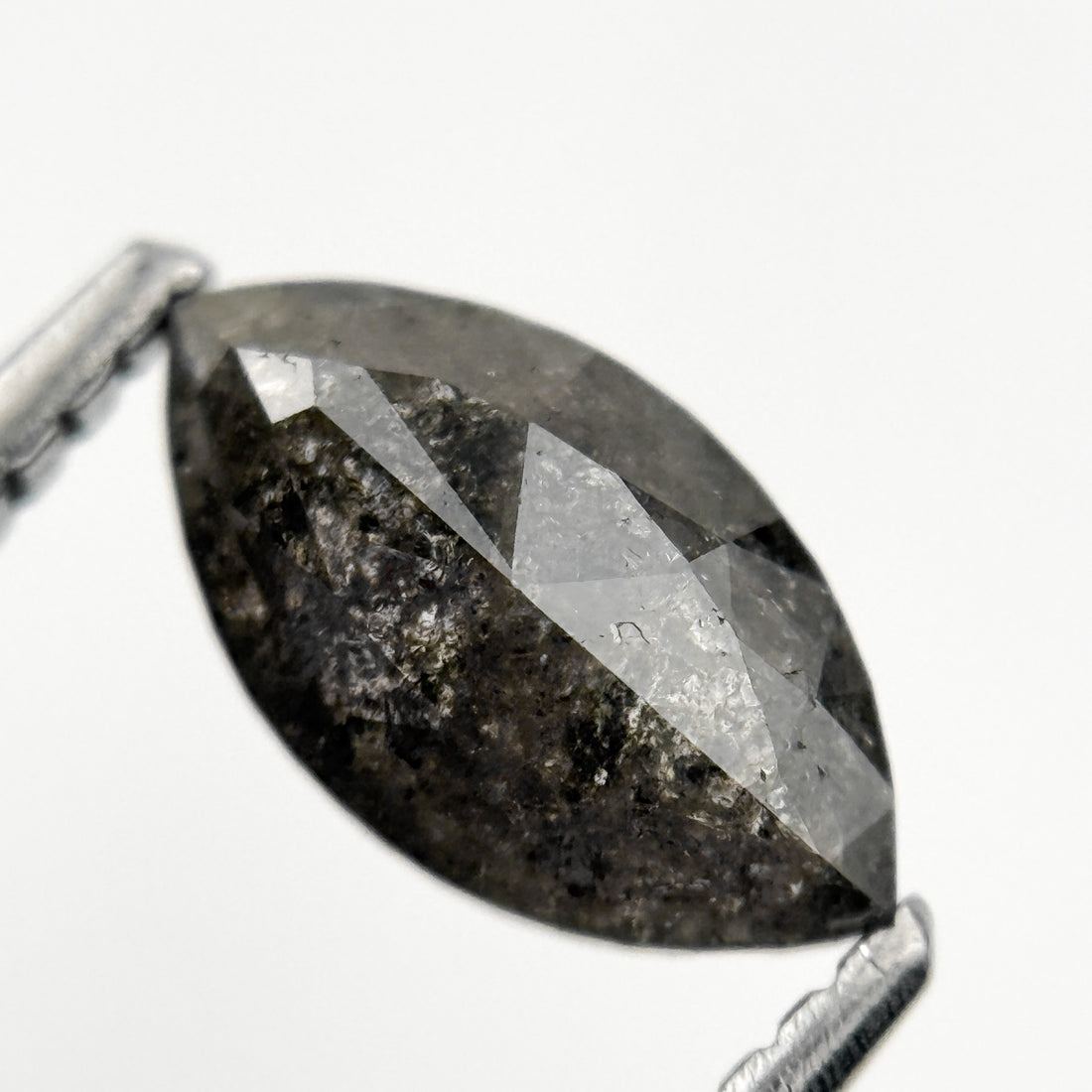 1.05 Ct Marquise Rose Cut Grey Natural Salt and pepper Diamond