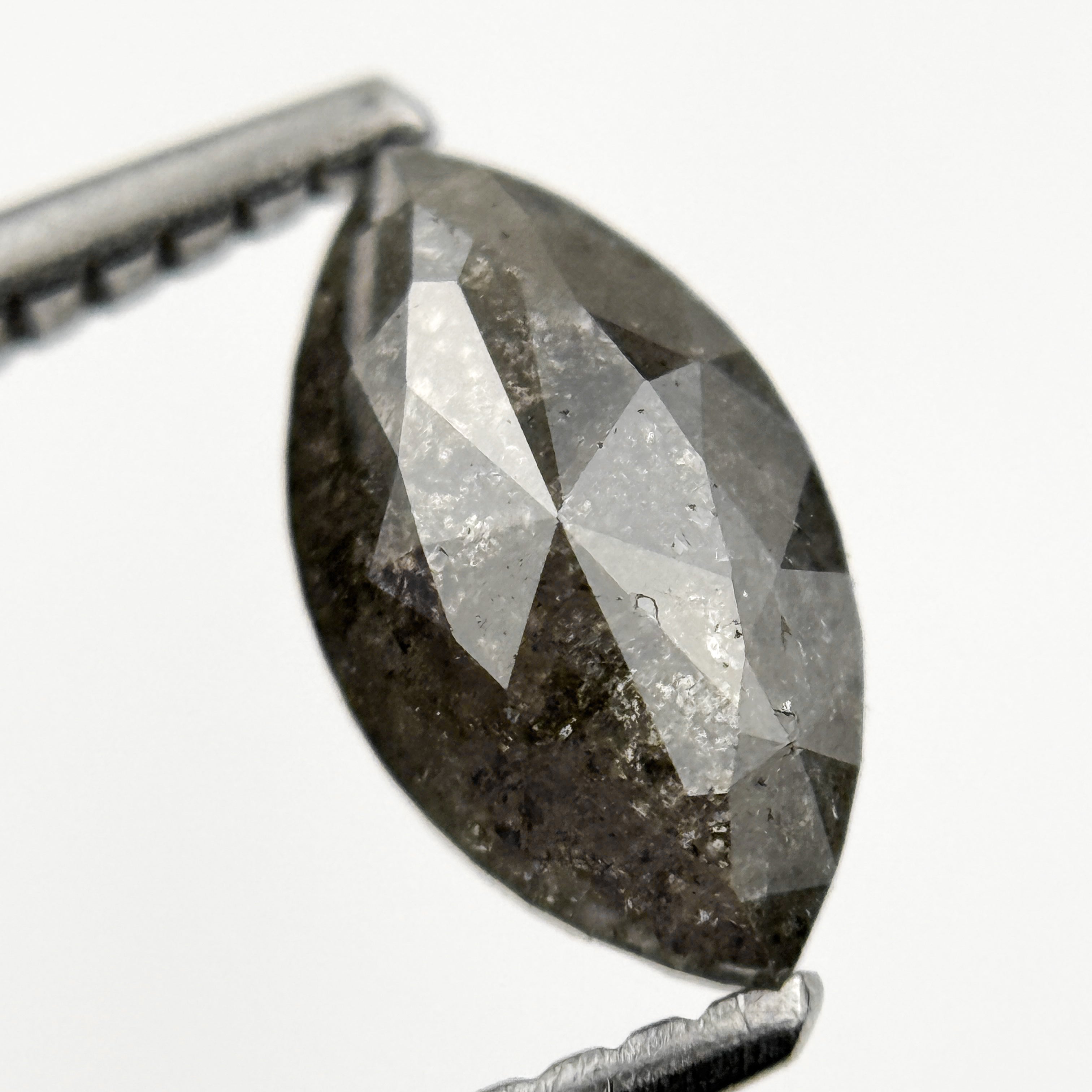 1.05 Ct Marquise Rose Cut Grey Natural Salt and pepper Diamond