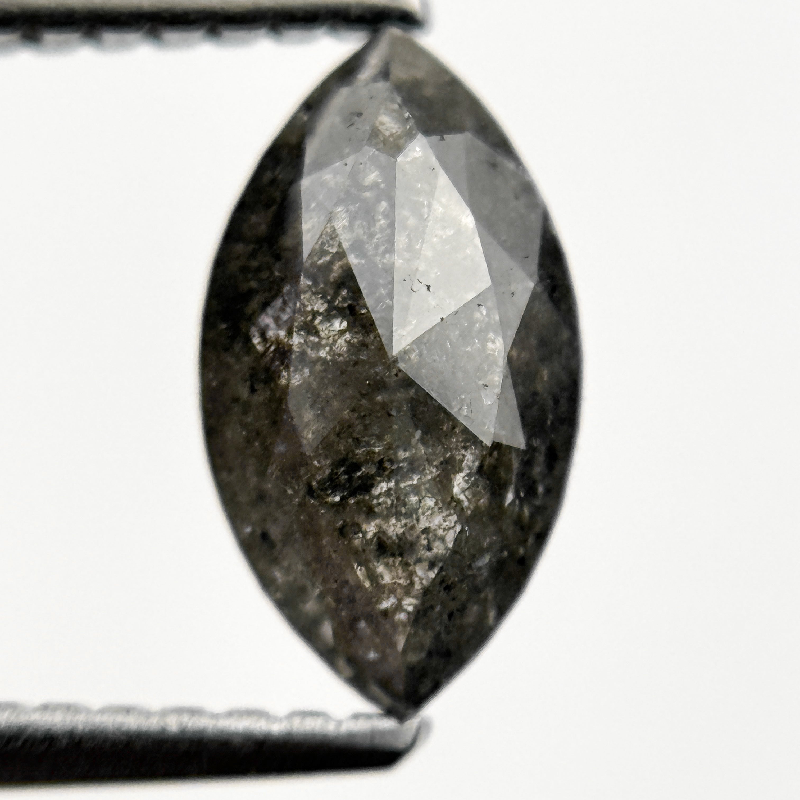1.05 Ct Marquise Rose Cut Grey Natural Salt and pepper Diamond