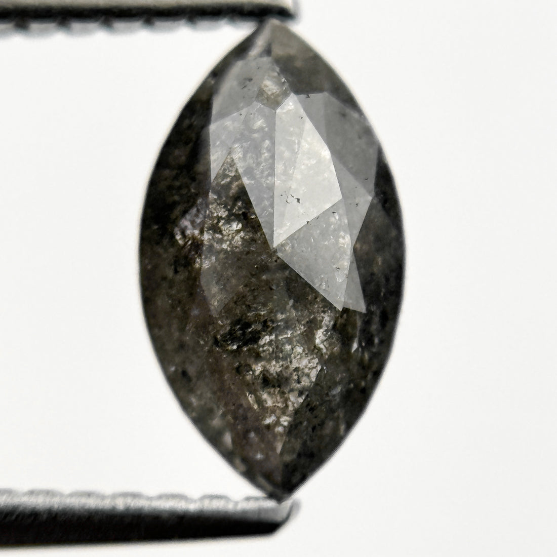 1.05 Ct Marquise Rose Cut Grey Natural Salt and pepper Diamond