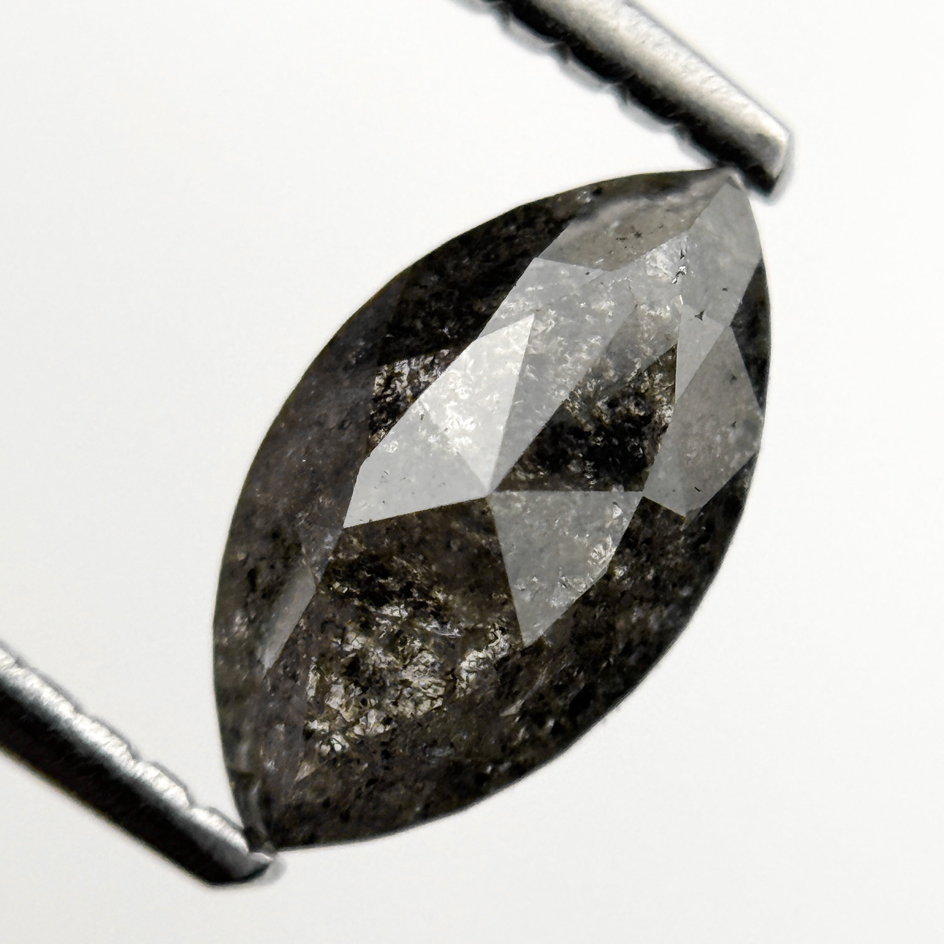 1.05 Ct Marquise Rose Cut Grey Natural Salt and pepper Diamond
