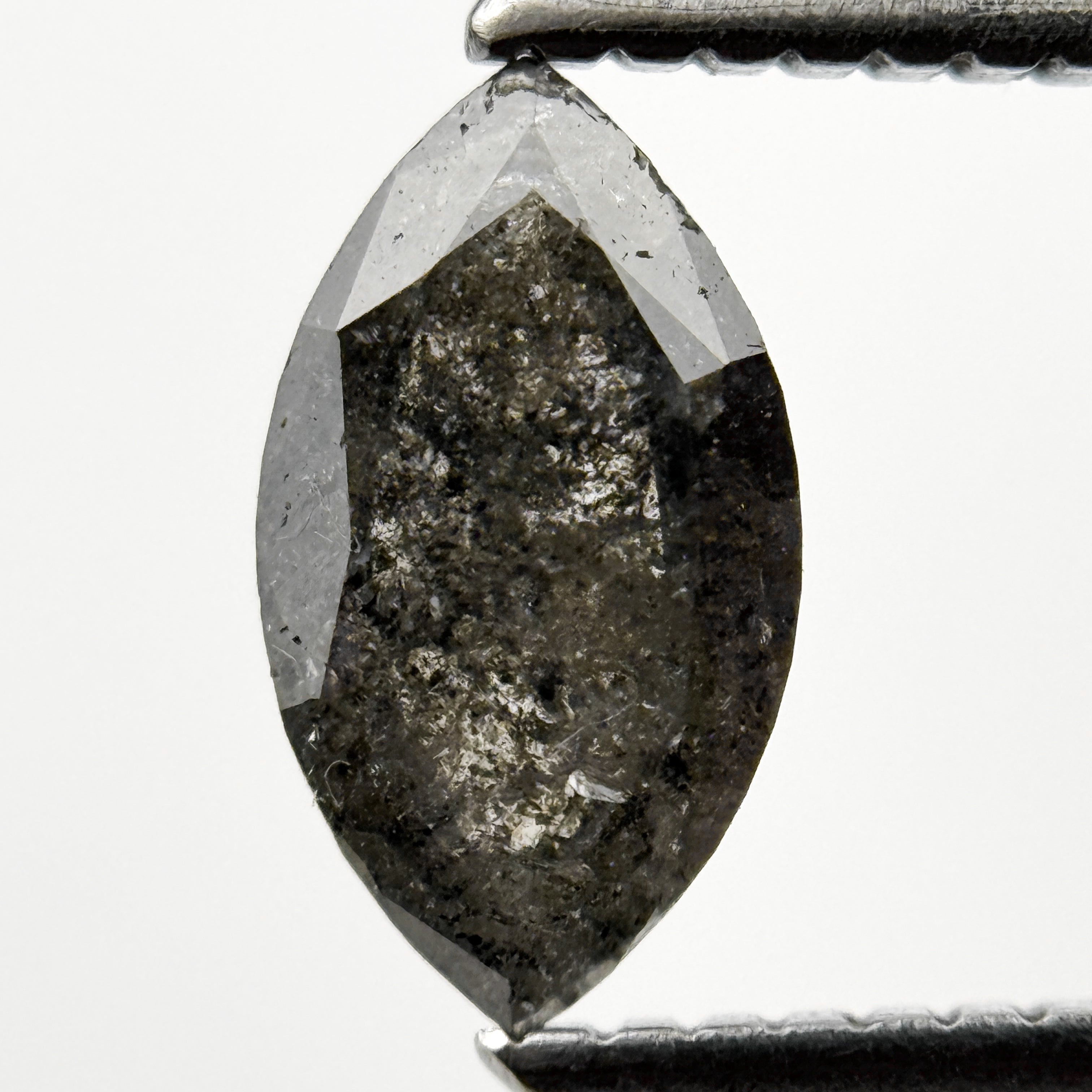 1.05 Ct Marquise Rose Cut Grey Natural Salt and pepper Diamond