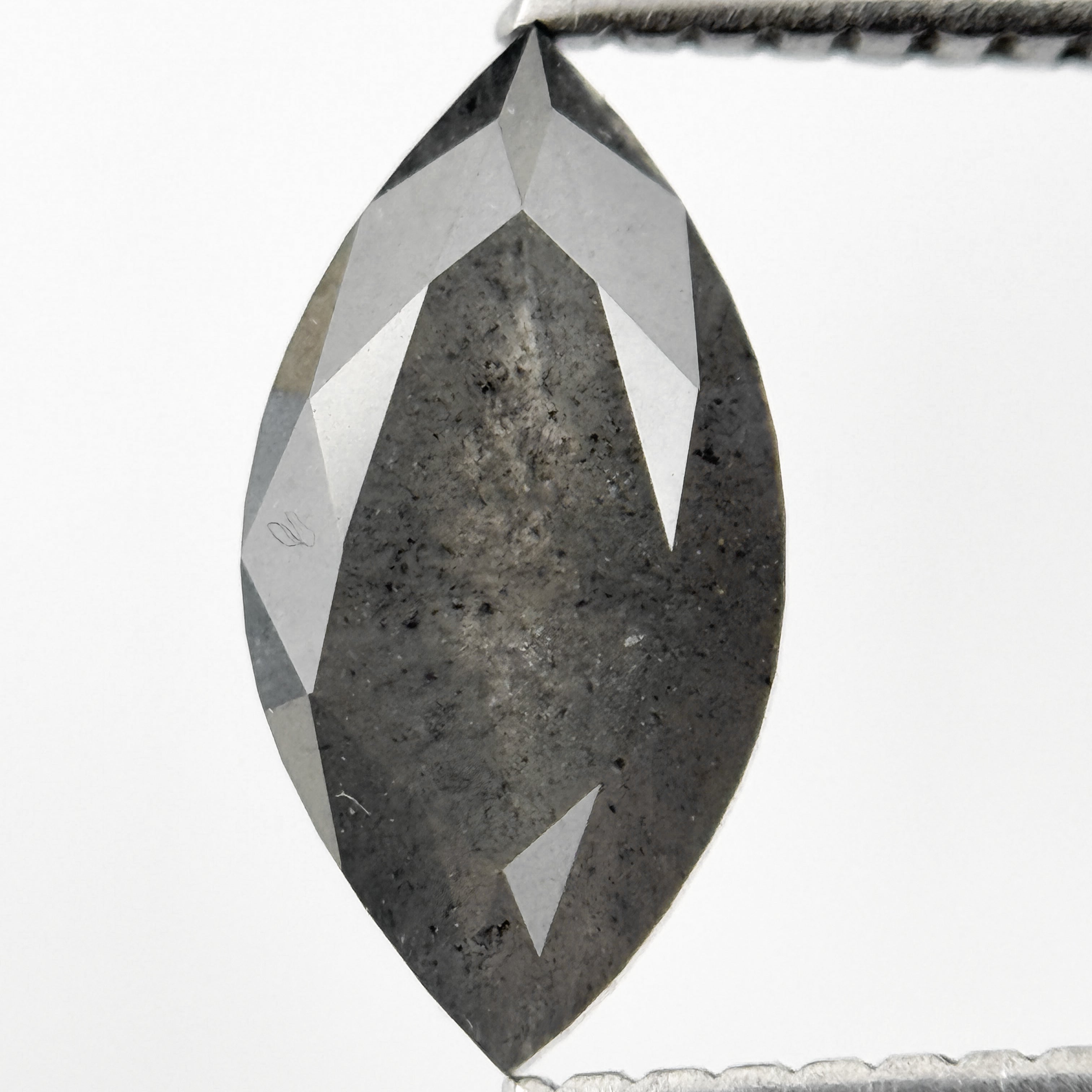 1.51 Ct Marquise Rose Cut Grey Natural Salt and Pepper Diamond
