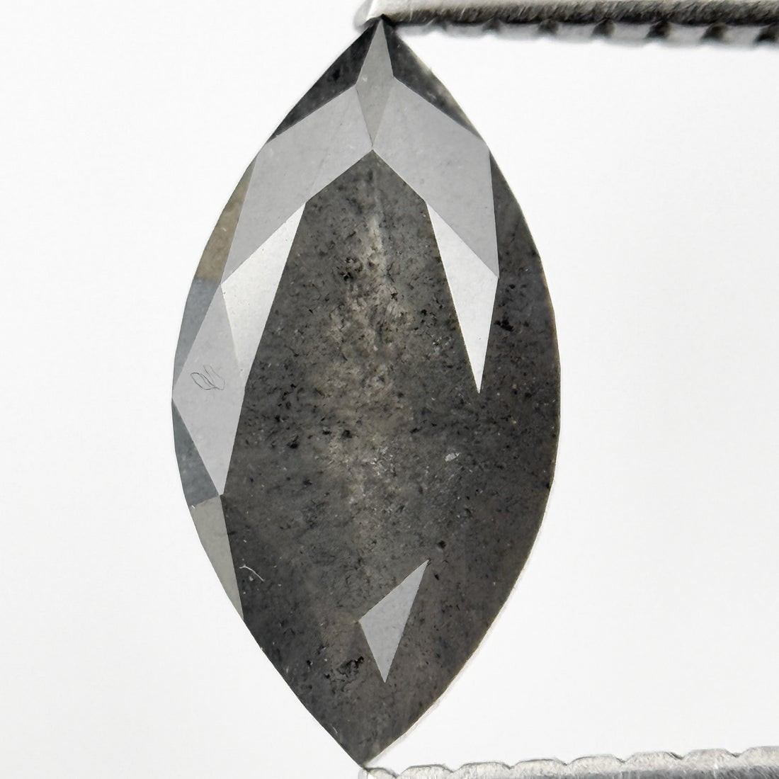 1.51 Ct Marquise Rose Cut Grey Natural Salt and Pepper Diamond