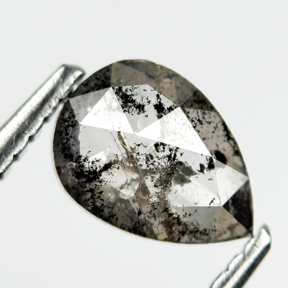 0.78 Ct Pear Rose Cut Grey Natural Salt and Pepper Diamond