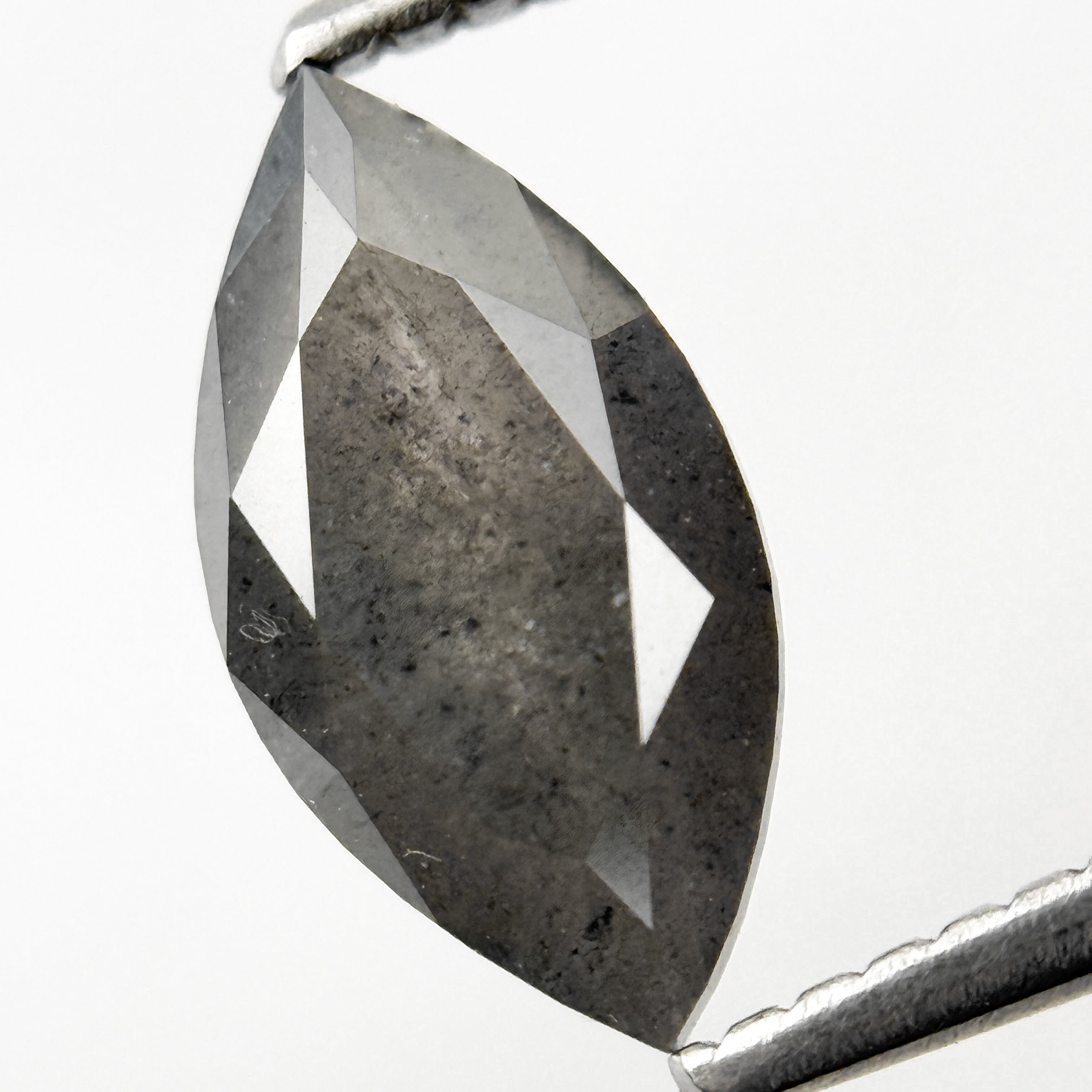 1.51 Ct Marquise Rose Cut Grey Natural Salt and Pepper Diamond