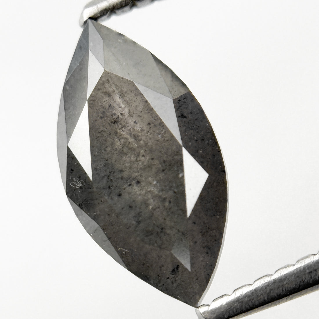 1.51 Ct Marquise Rose Cut Grey Natural Salt and Pepper Diamond