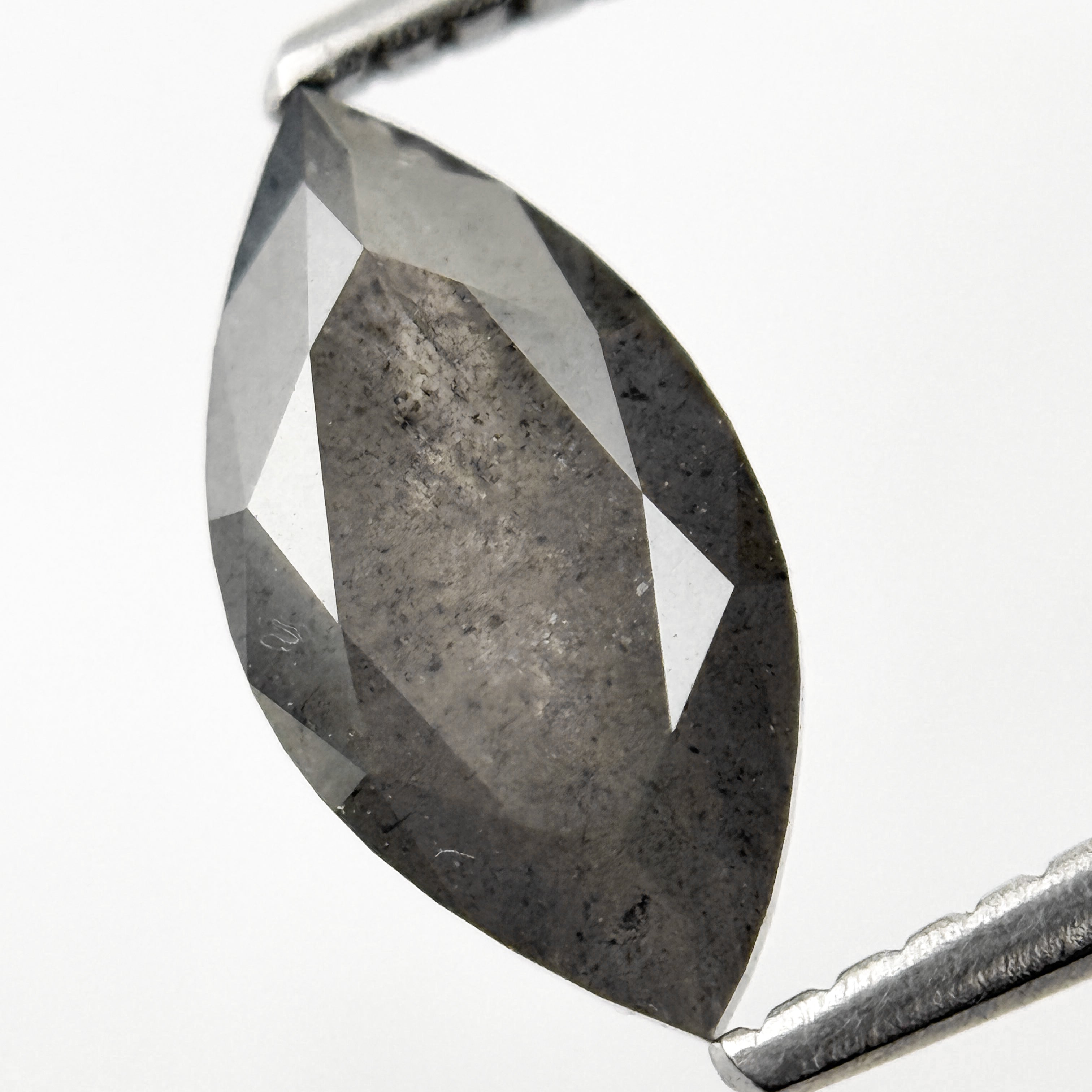 1.51 Ct Marquise Rose Cut Grey Natural Salt and Pepper Diamond