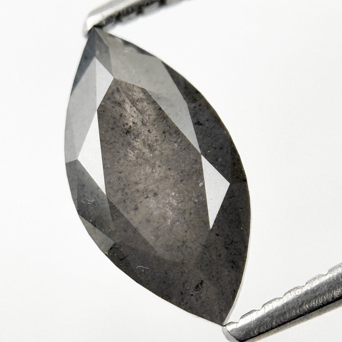1.51 Ct Marquise Rose Cut Grey Natural Salt and Pepper Diamond