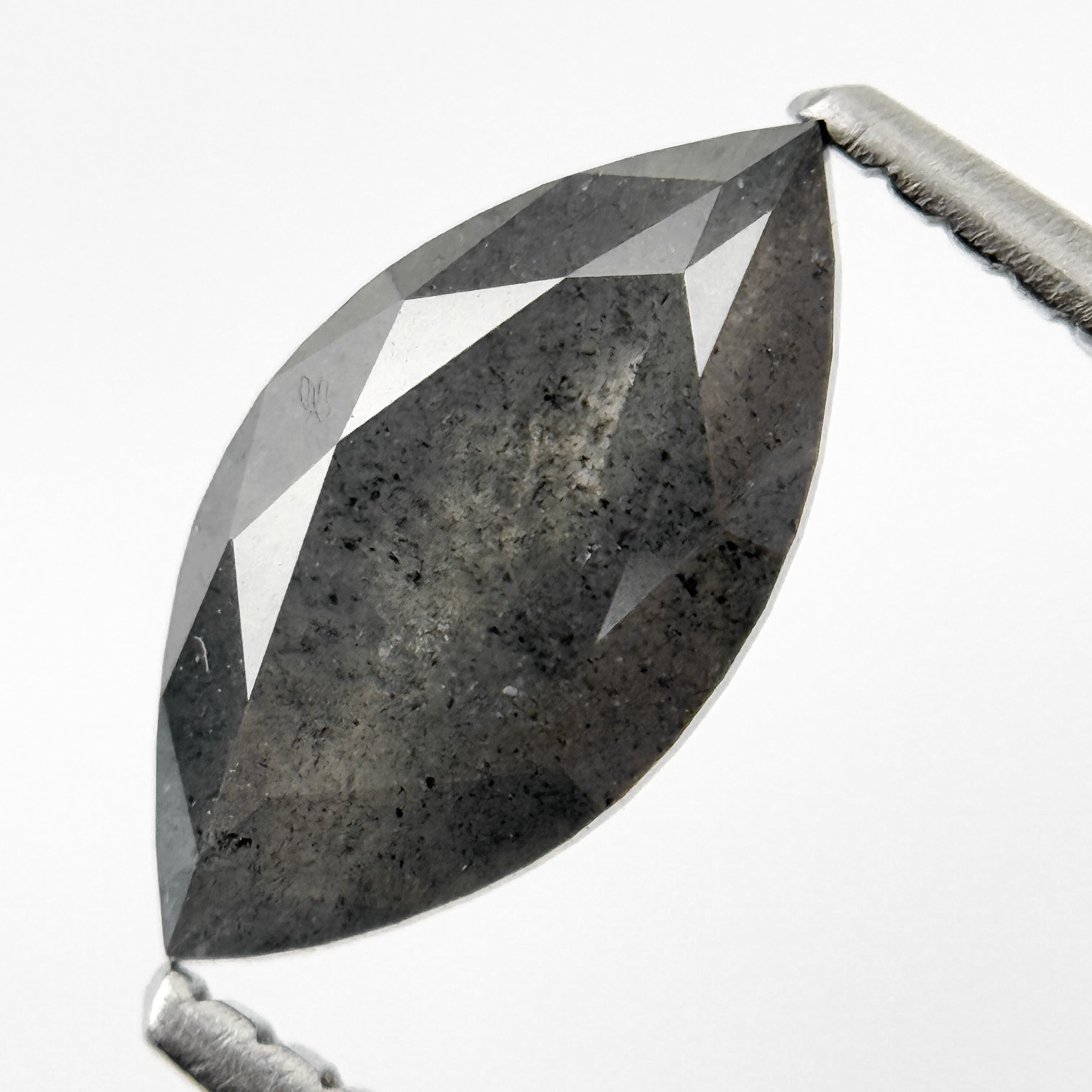 1.51 Ct Marquise Rose Cut Grey Natural Salt and Pepper Diamond