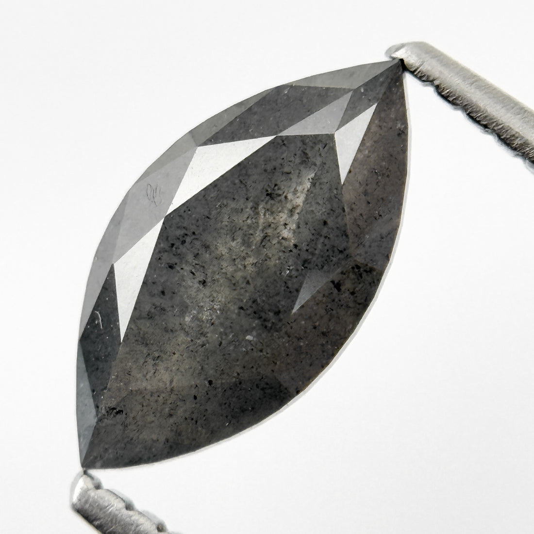 1.51 Ct Marquise Rose Cut Grey Natural Salt and Pepper Diamond