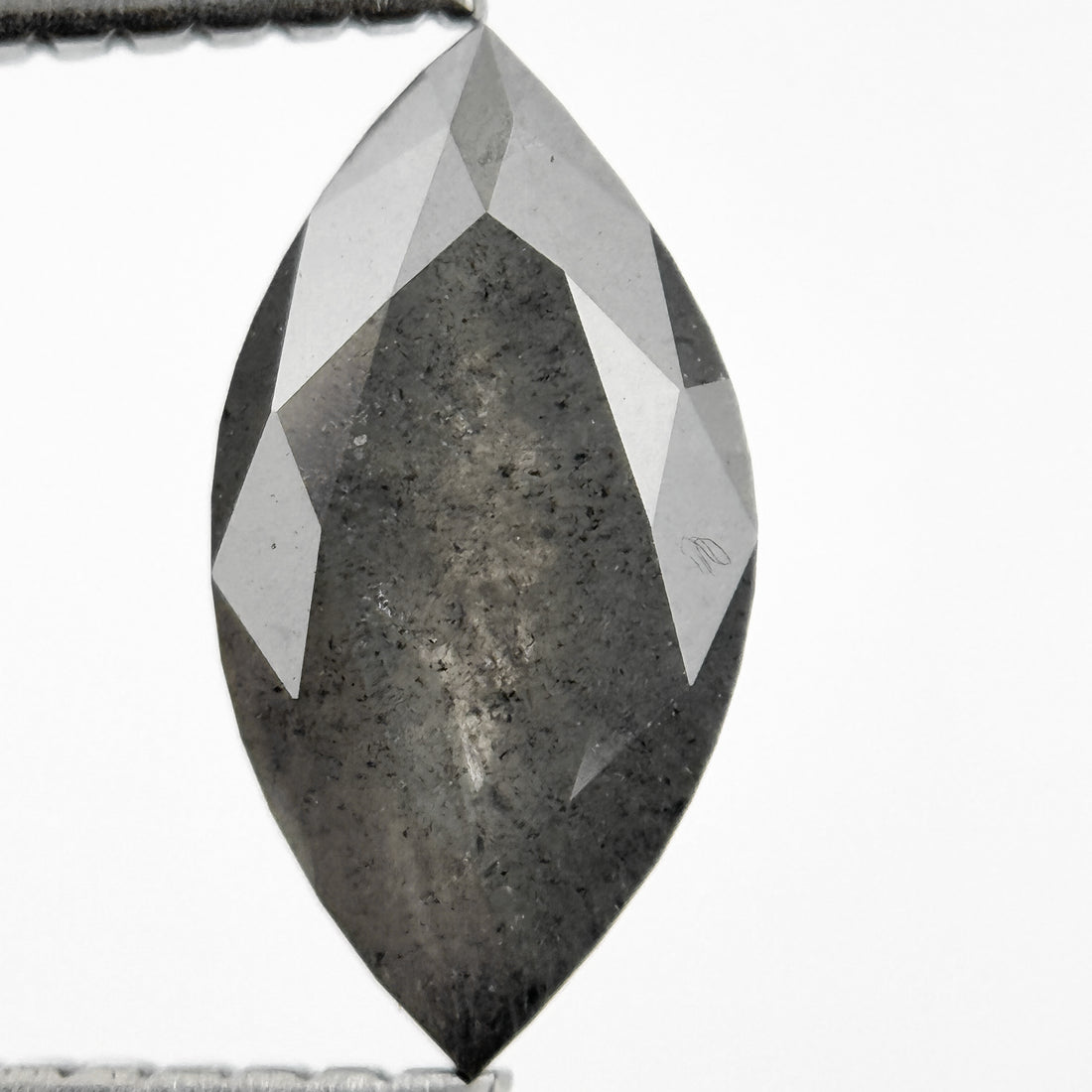 1.51 Ct Marquise Rose Cut Grey Natural Salt and Pepper Diamond