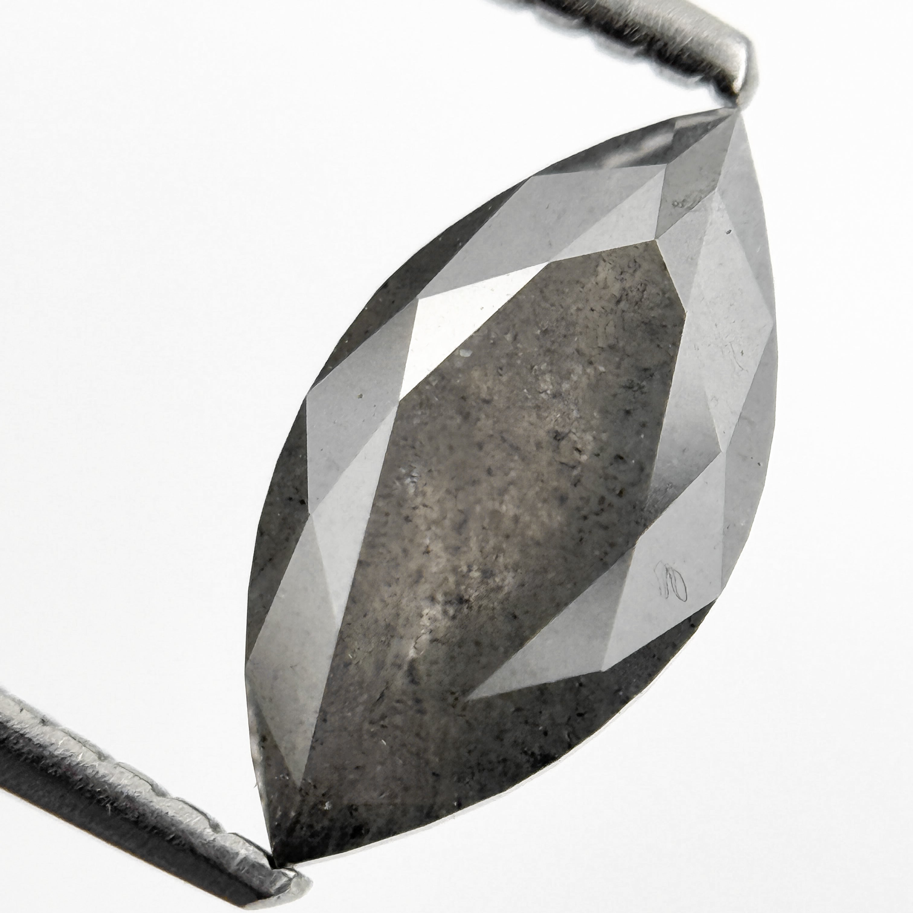 1.51 Ct Marquise Rose Cut Grey Natural Salt and Pepper Diamond