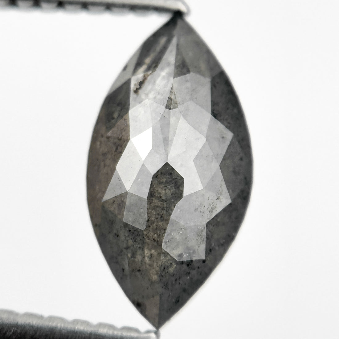 1.51 Ct Marquise Rose Cut Grey Natural Salt and Pepper Diamond