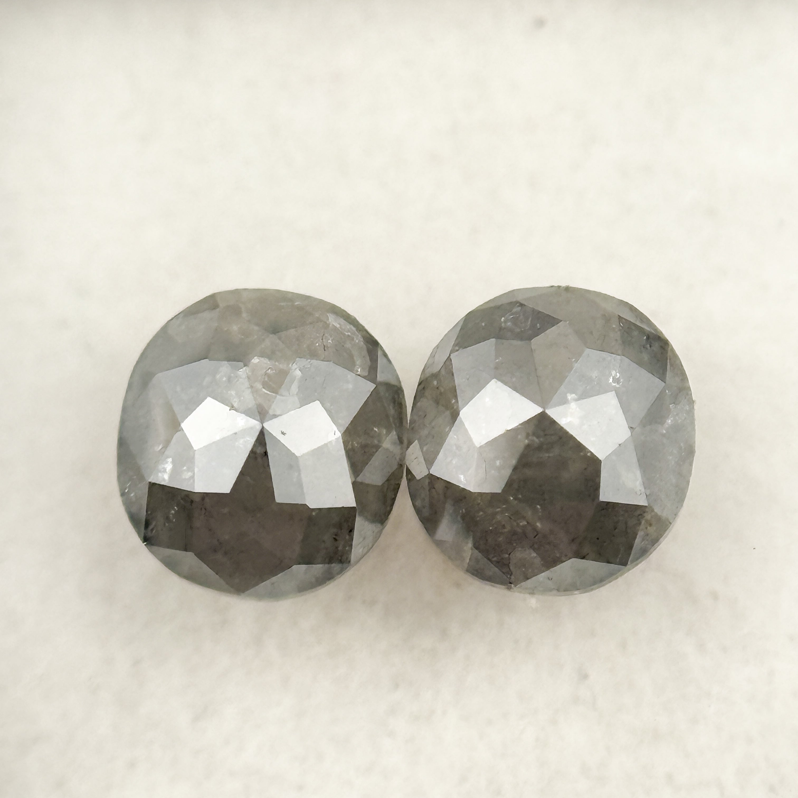 1.42 Ct Oval Rose Cut Grey Natural Salt and Pepper Diamond