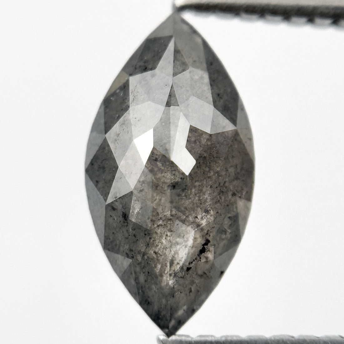 1.51 Ct Marquise Rose Cut Grey Natural Salt and Pepper Diamond