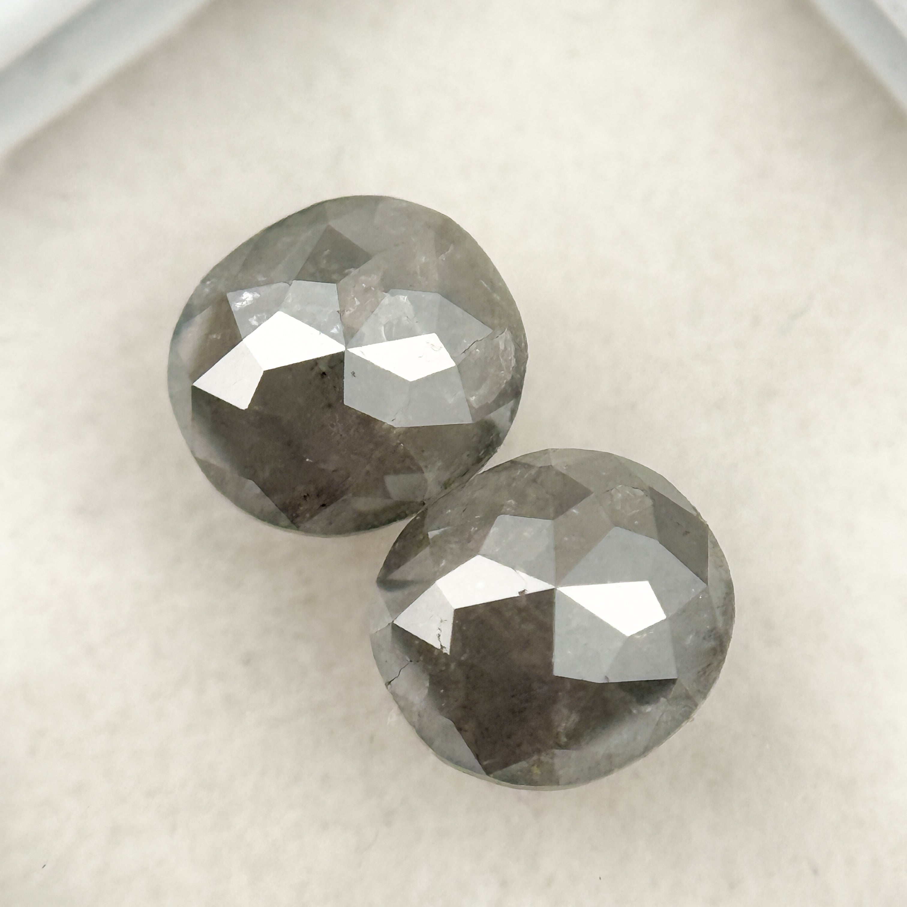1.42 Ct Oval Rose Cut Grey Natural Salt and Pepper Diamond
