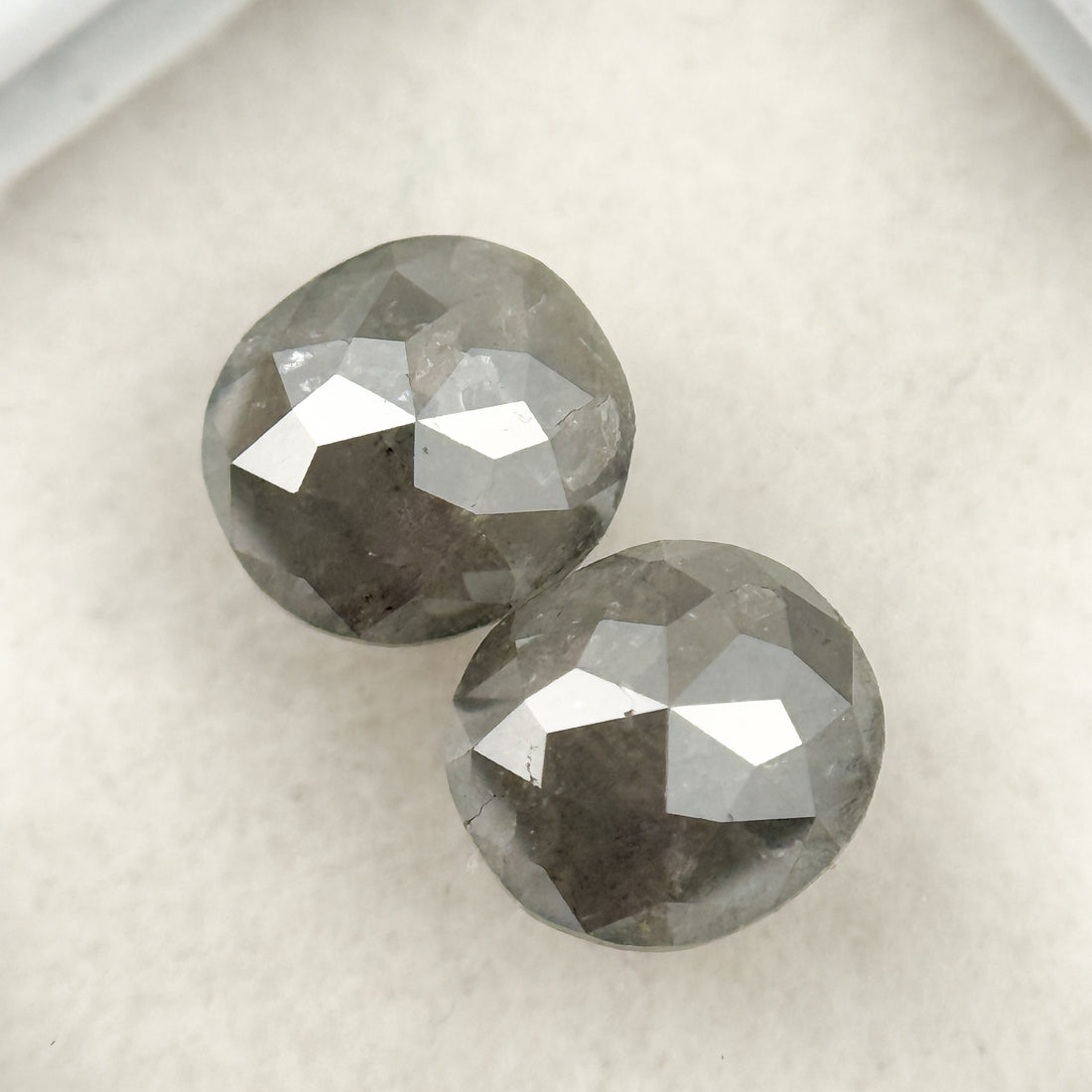 1.42 Ct Oval Rose Cut Grey Natural Salt and Pepper Diamond