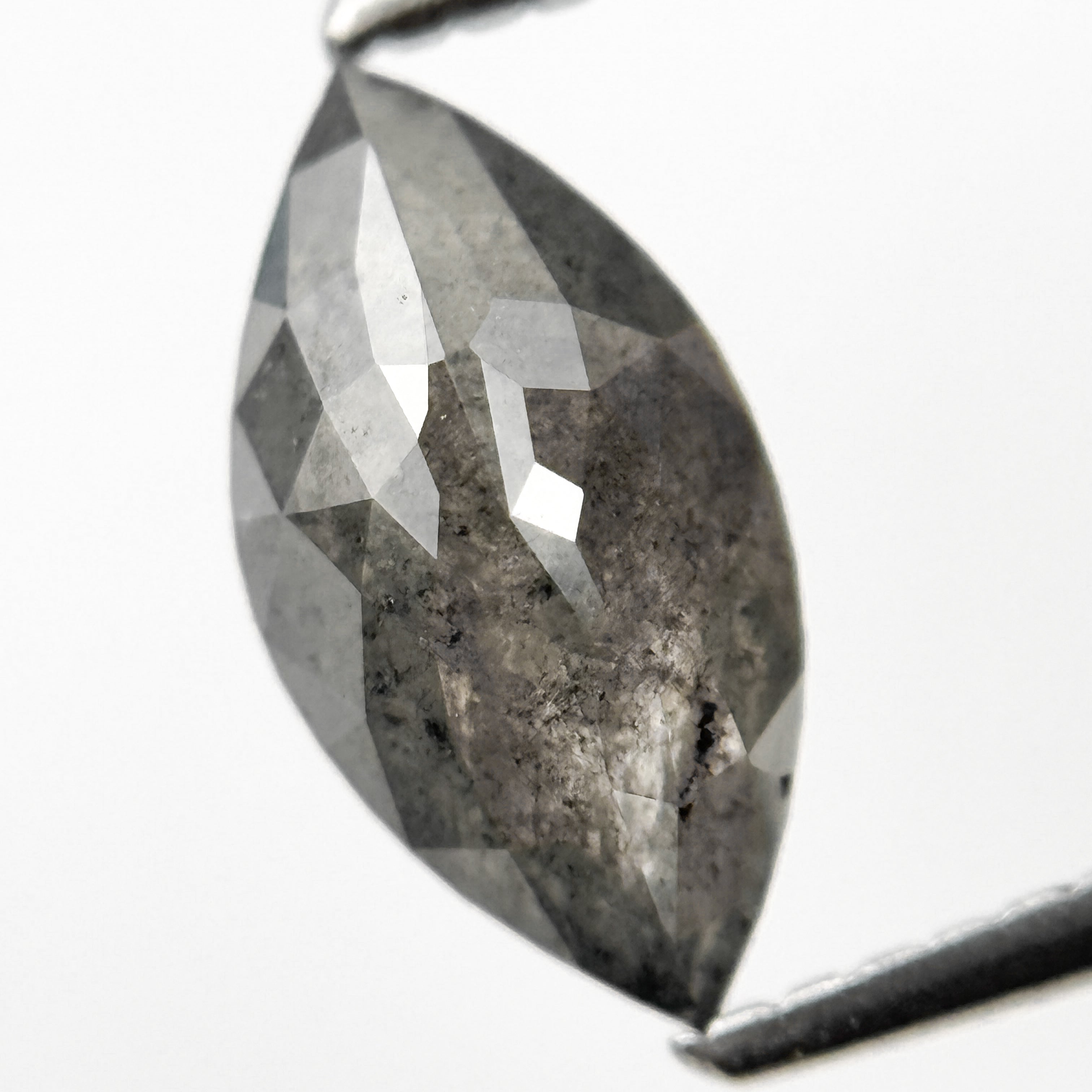 1.51 Ct Marquise Rose Cut Grey Natural Salt and Pepper Diamond