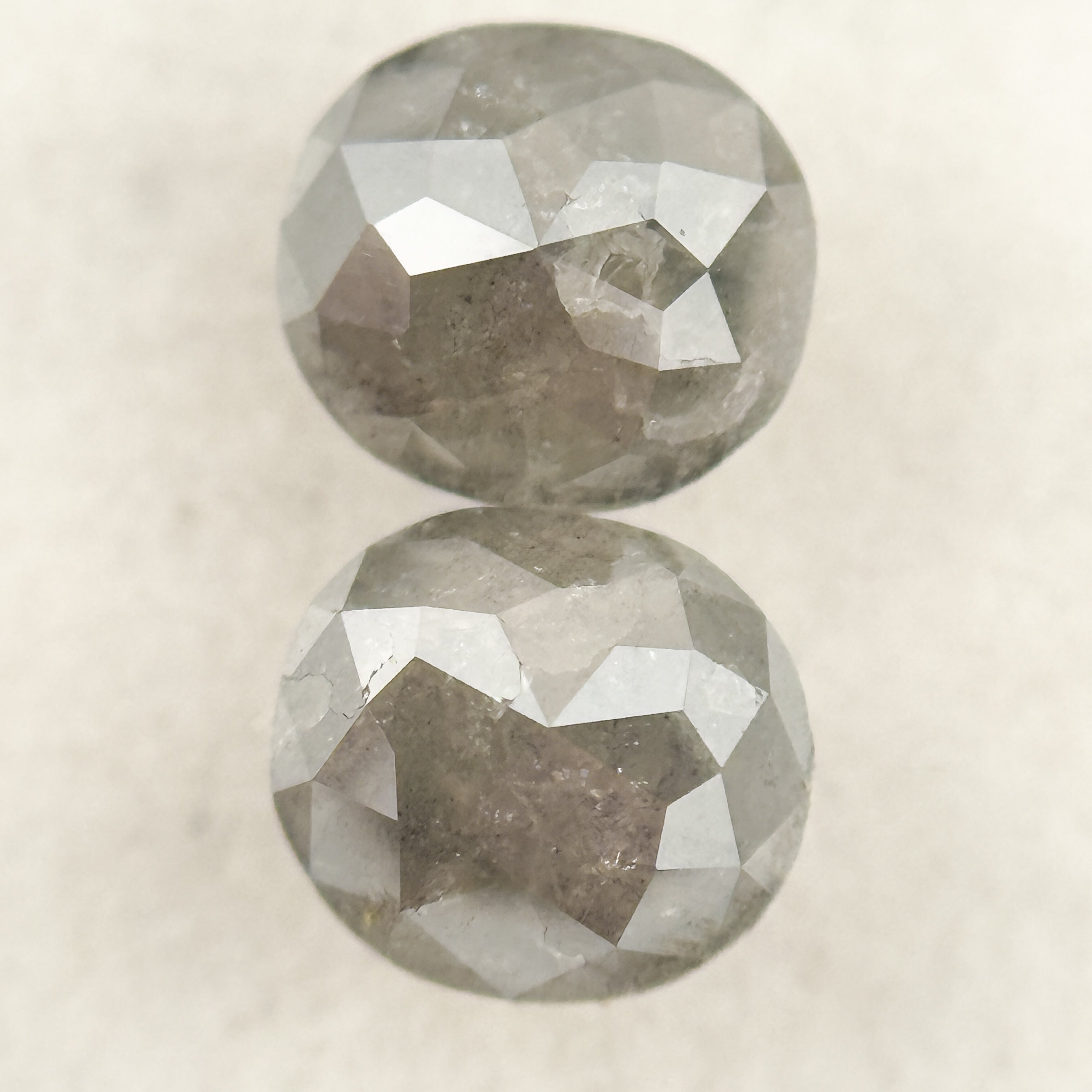 1.42 Ct Oval Rose Cut Grey Natural Salt and Pepper Diamond
