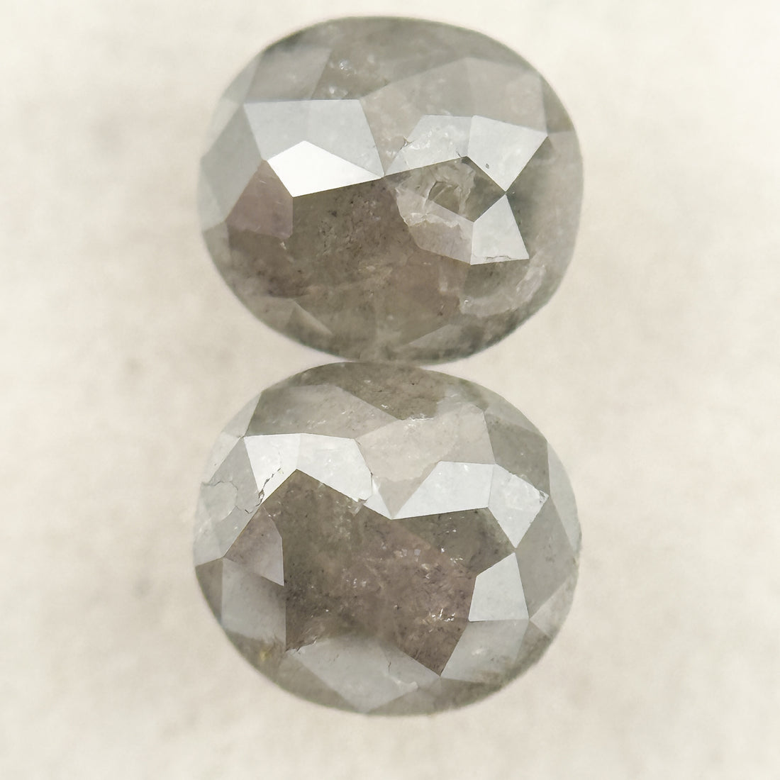 1.42 Ct Oval Rose Cut Grey Natural Salt and Pepper Diamond