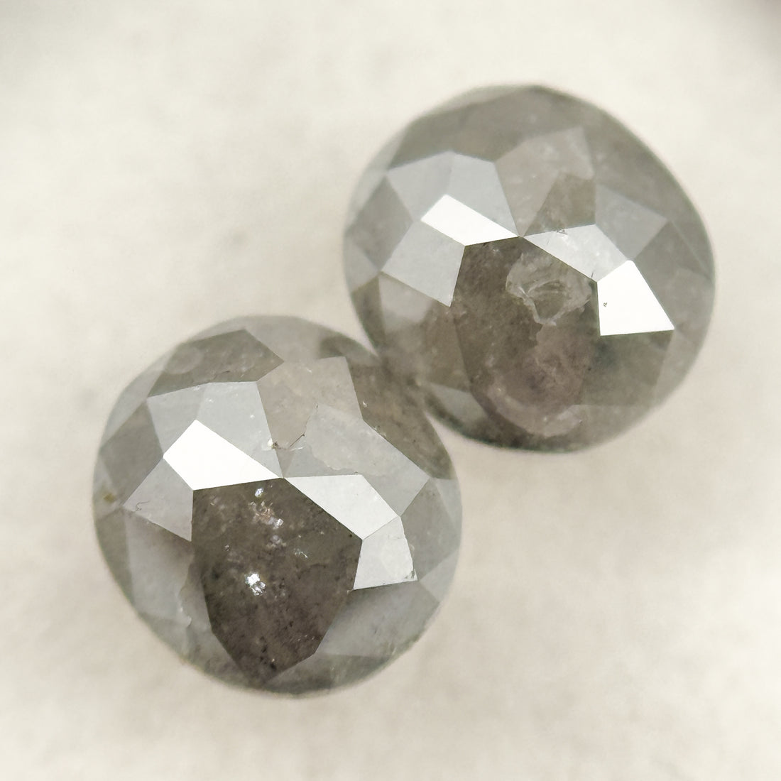 1.42 Ct Oval Rose Cut Grey Natural Salt and Pepper Diamond