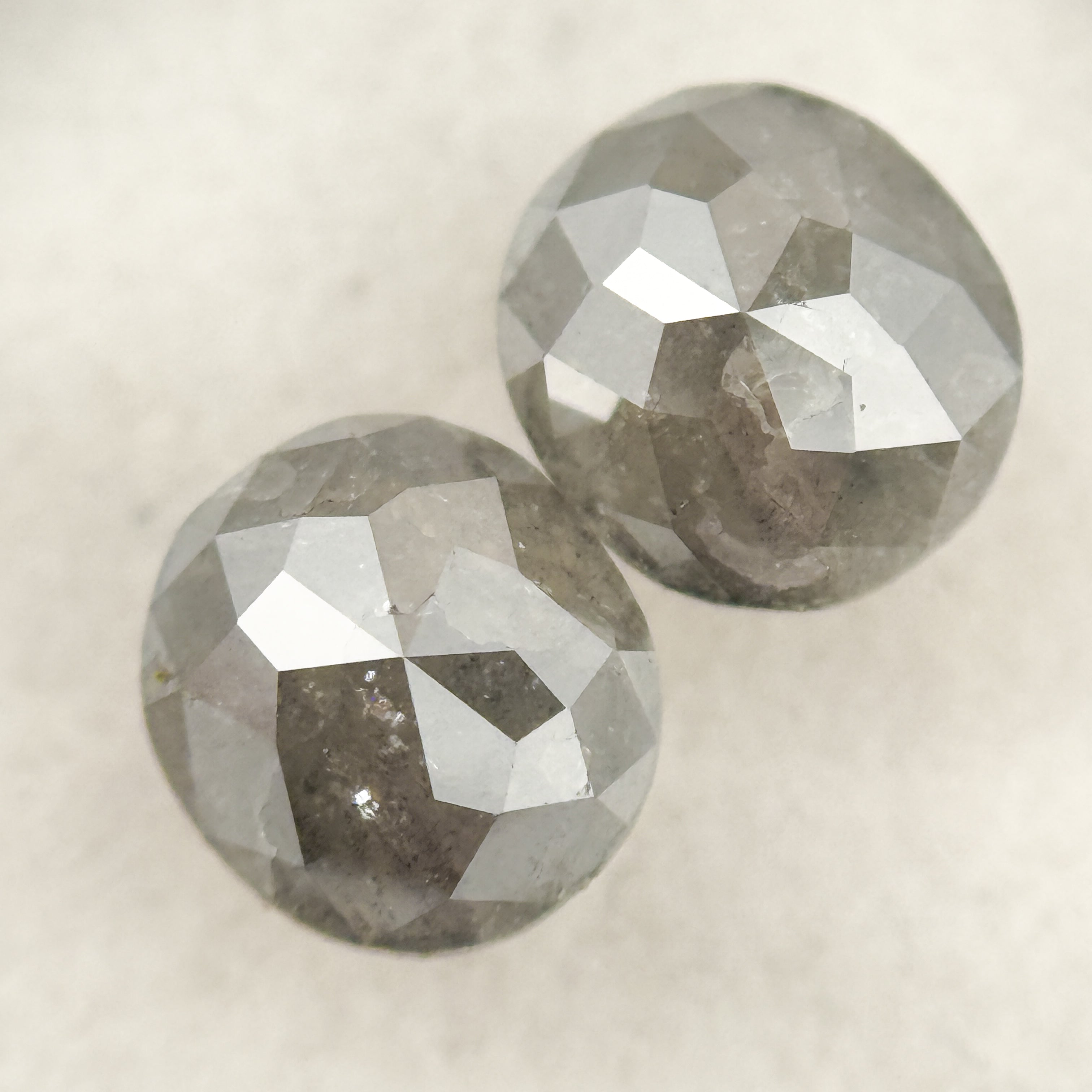 1.42 Ct Oval Rose Cut Grey Natural Salt and Pepper Diamond