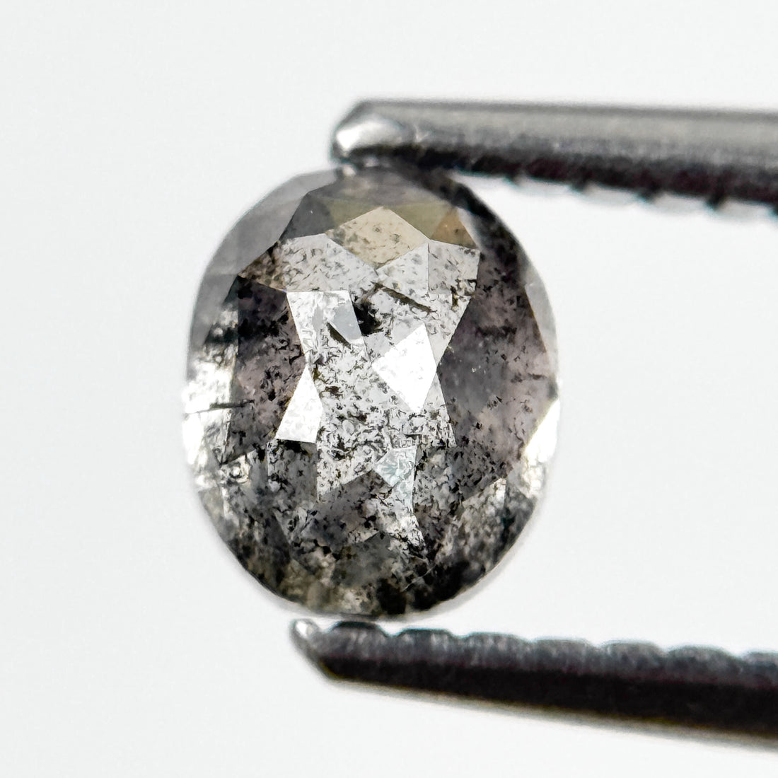 0.78 Ct Oval Rose Cut Grey Natural Galaxy Diamond