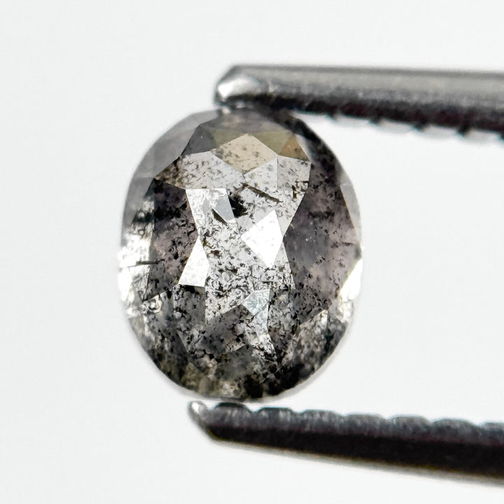 0.78 Ct Oval Rose Cut Grey Natural Galaxy Diamond