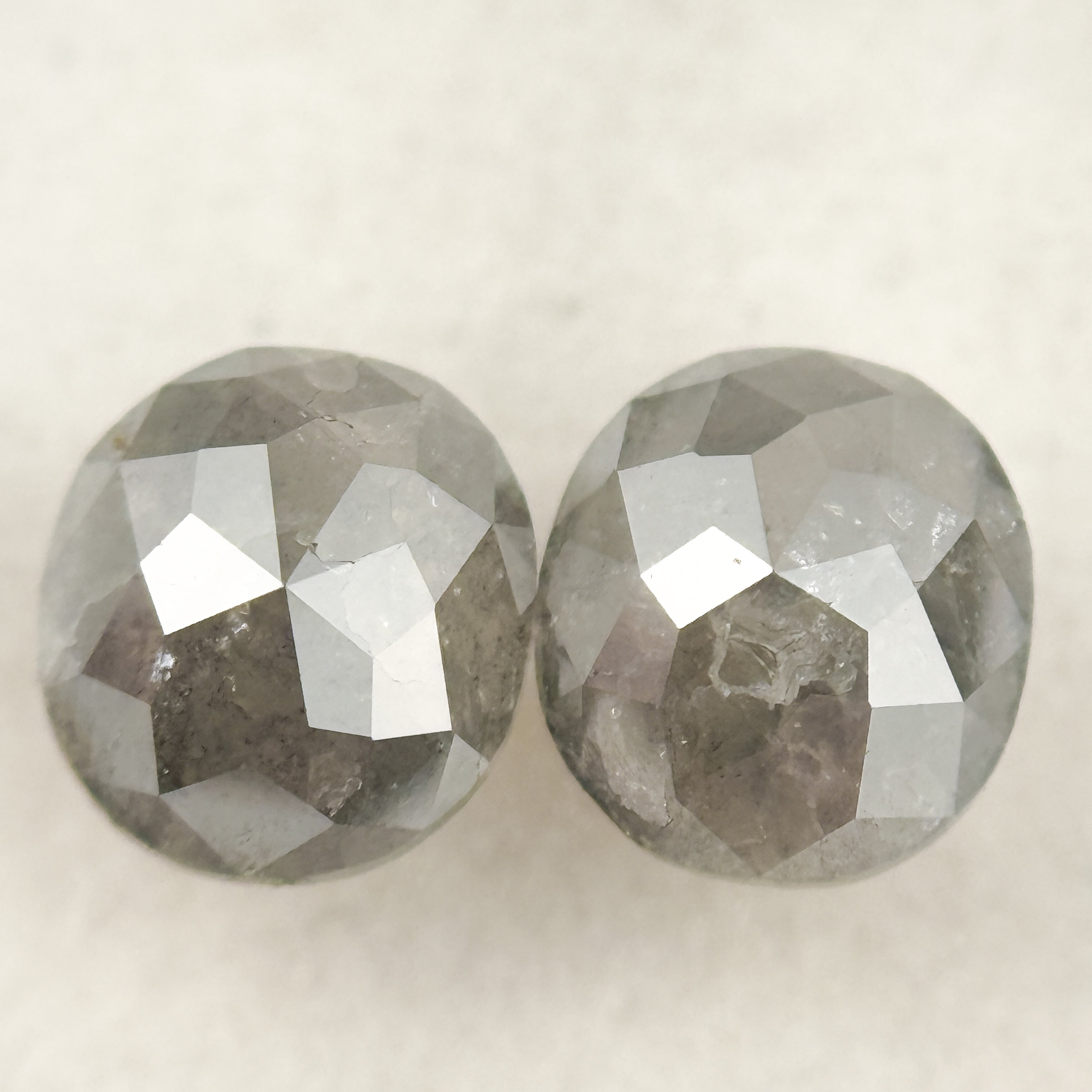 1.42 Ct Oval Rose Cut Grey Natural Salt and Pepper Diamond