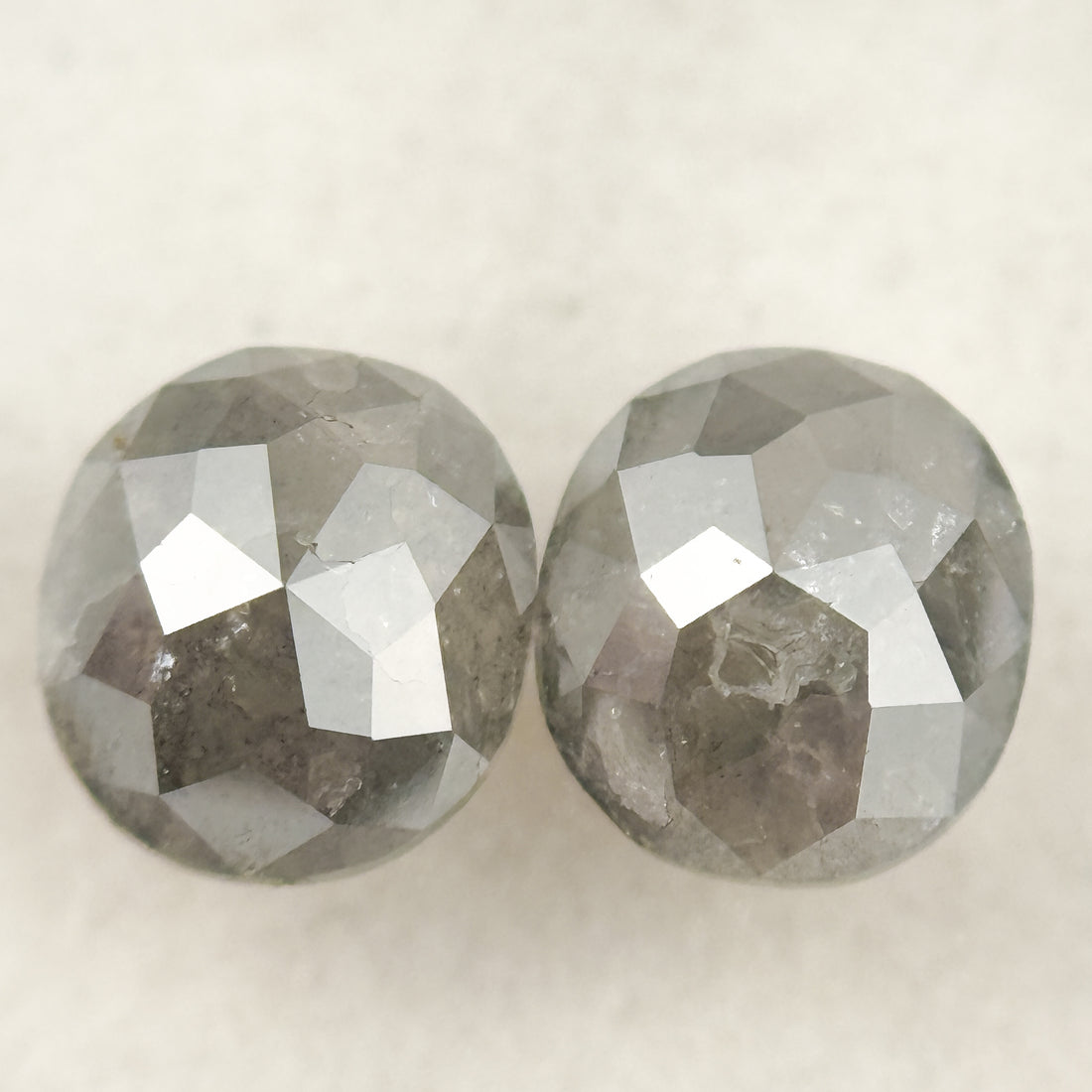 1.42 Ct Oval Rose Cut Grey Natural Salt and Pepper Diamond