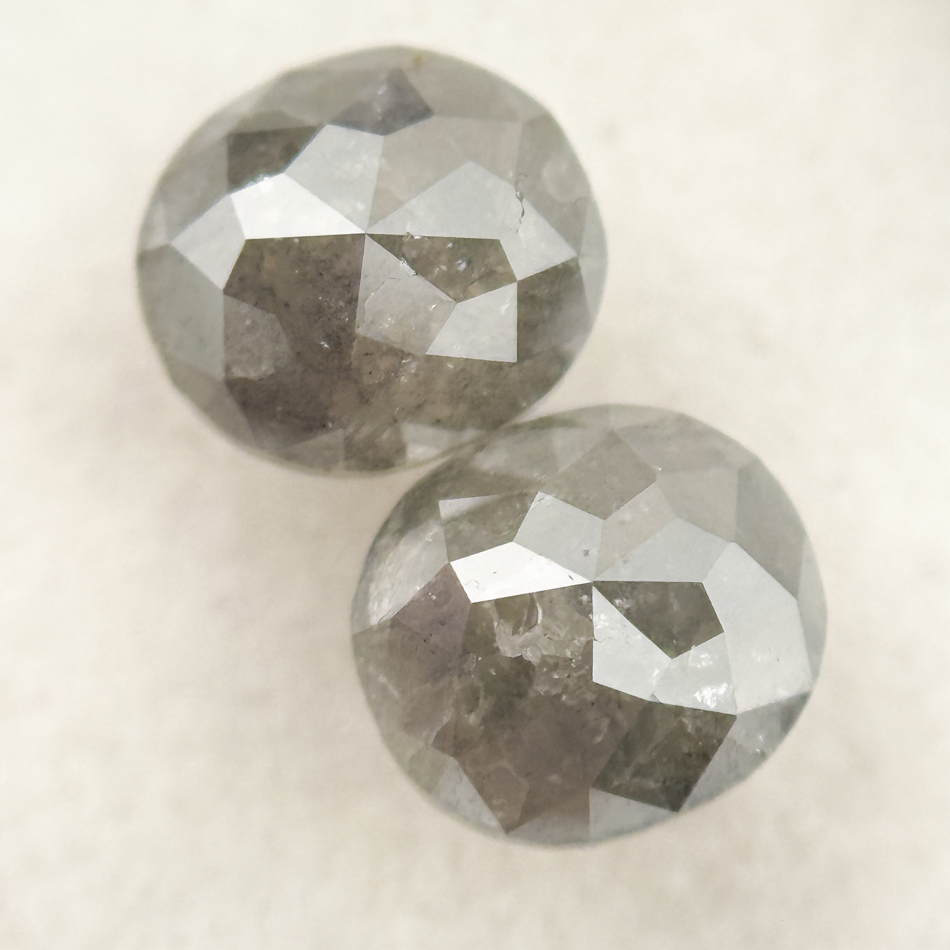 1.42 Ct Oval Rose Cut Grey Natural Salt and Pepper Diamond