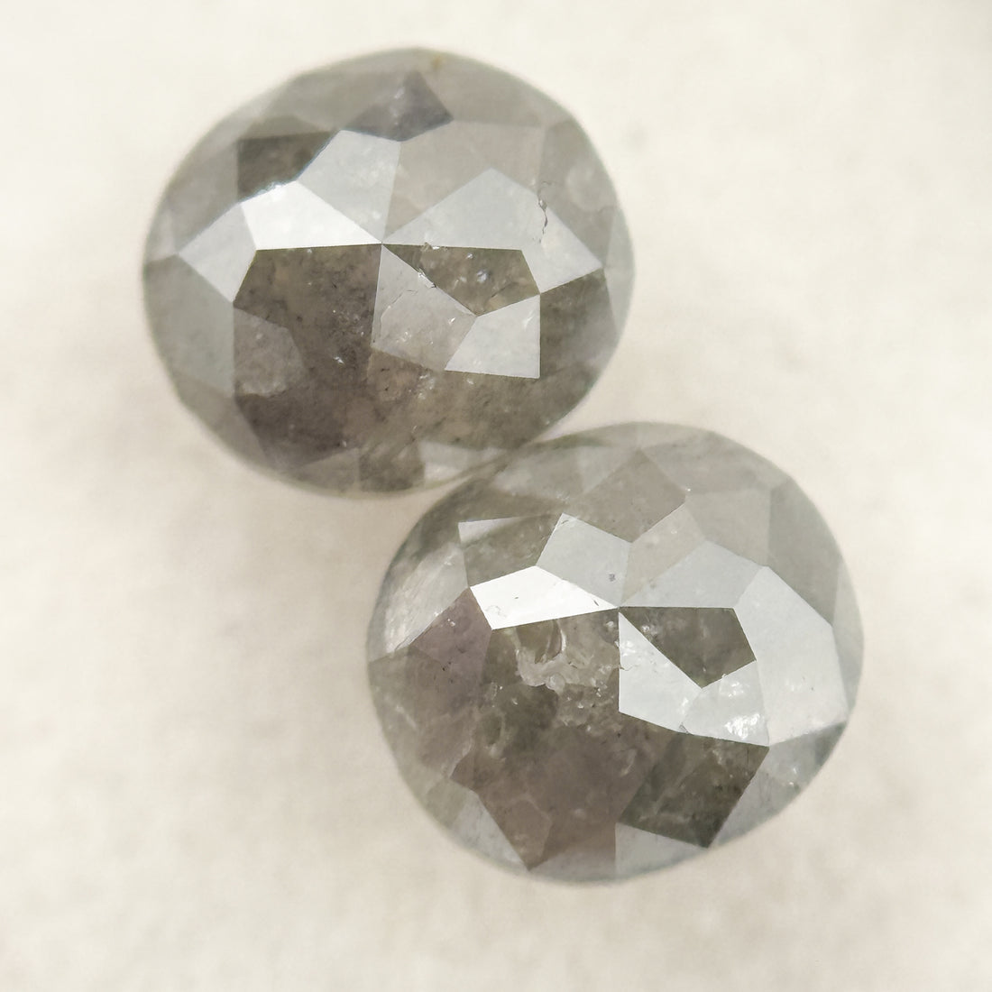 1.42 Ct Oval Rose Cut Grey Natural Salt and Pepper Diamond