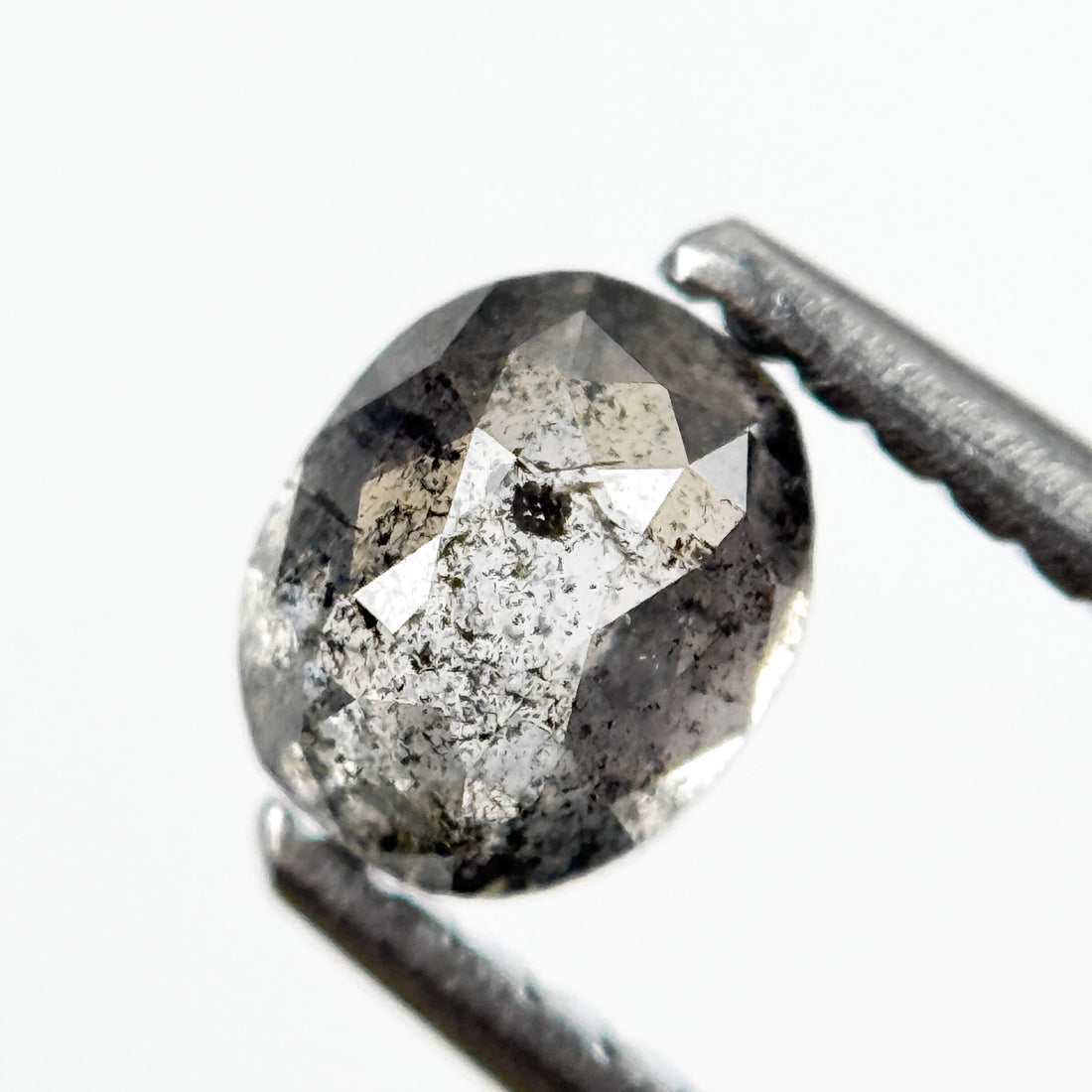 0.78 Ct Oval Rose Cut Grey Natural Galaxy Diamond