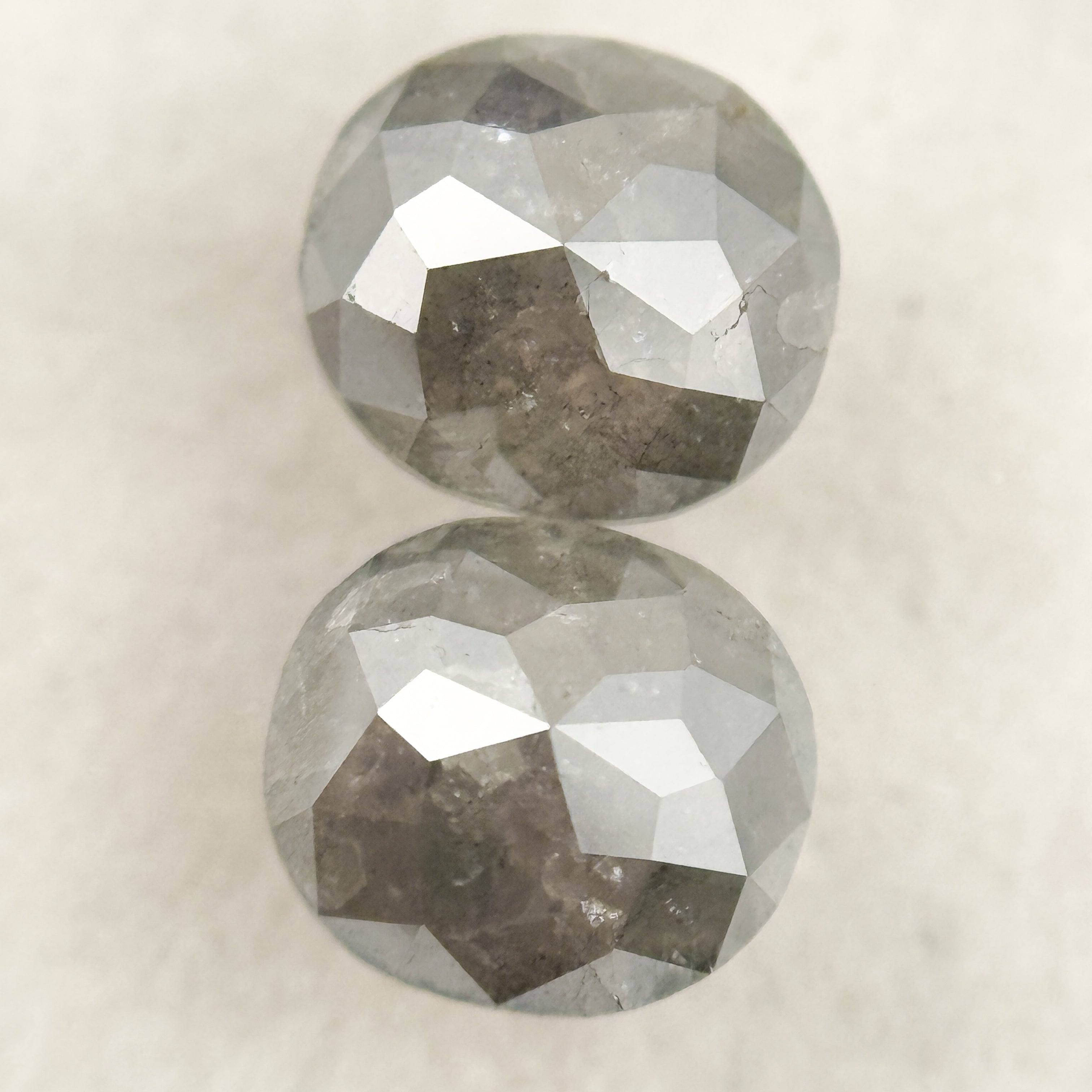 1.42 Ct Oval Rose Cut Grey Natural Salt and Pepper Diamond