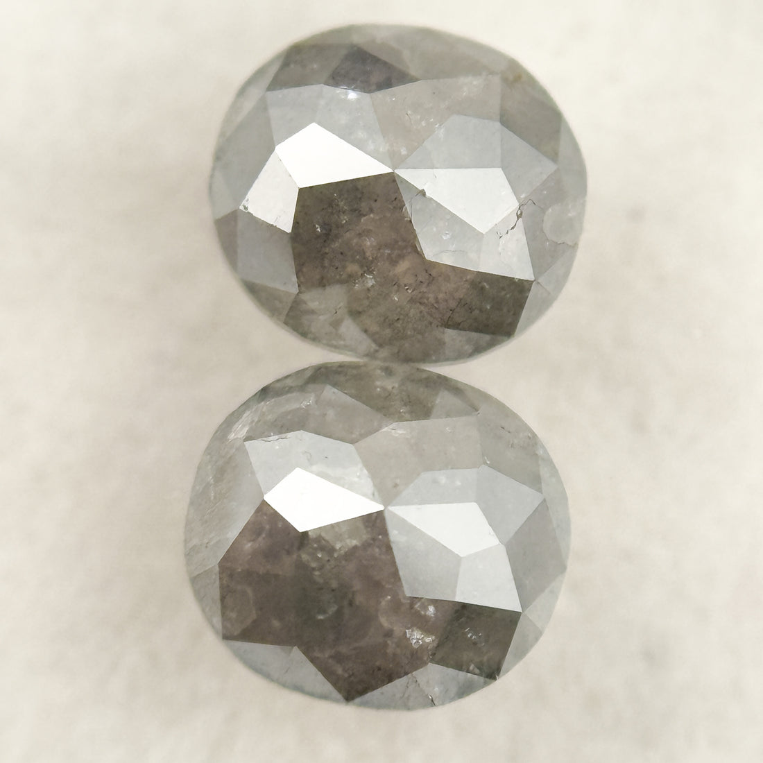1.42 Ct Oval Rose Cut Grey Natural Salt and Pepper Diamond