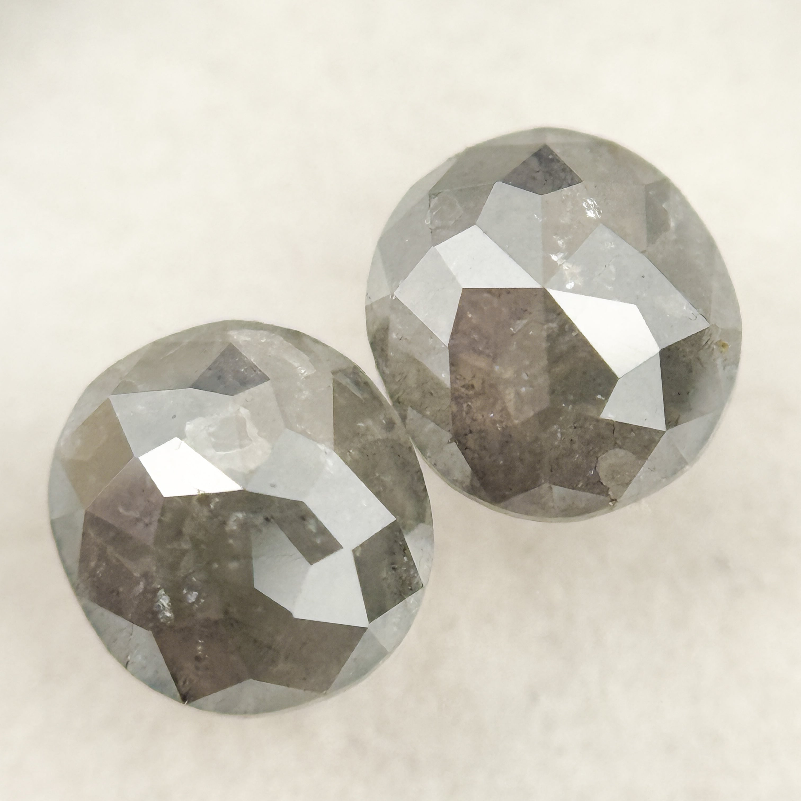 1.42 Ct Oval Rose Cut Grey Natural Salt and Pepper Diamond