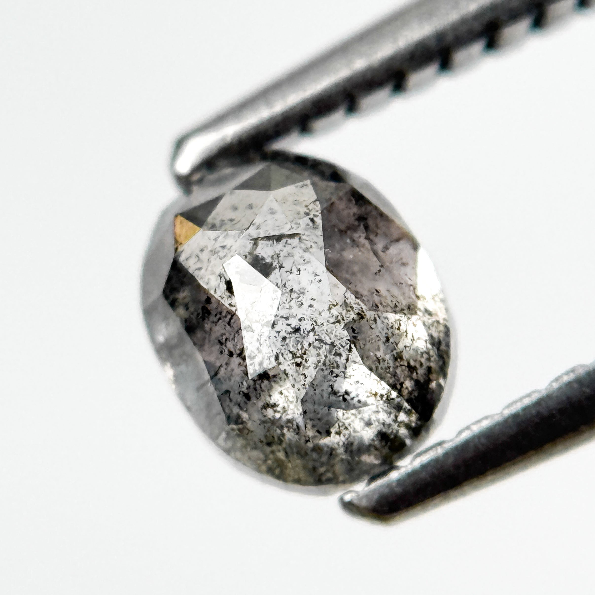 0.78 Ct Oval Rose Cut Grey Natural Galaxy Diamond