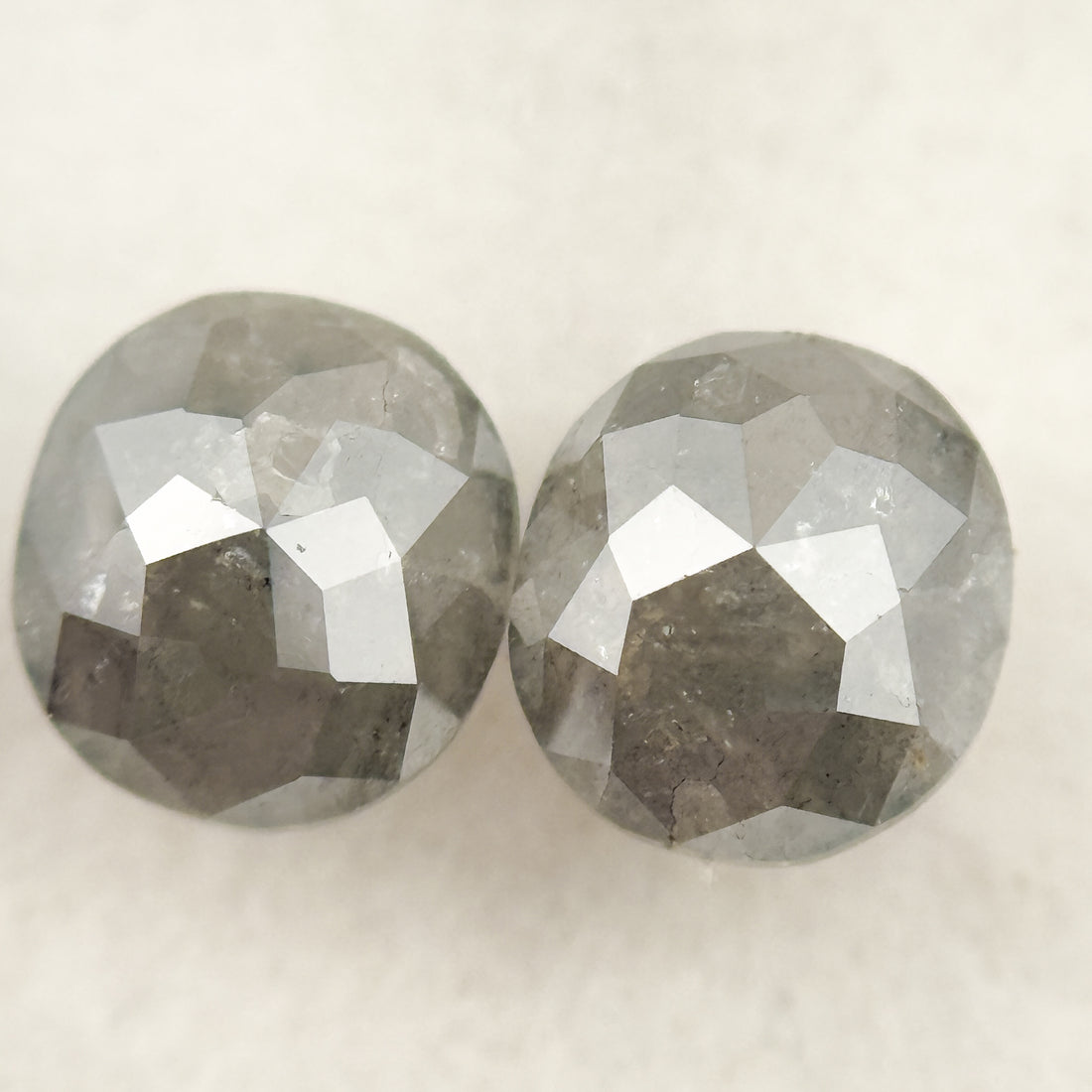 1.42 Ct Oval Rose Cut Grey Natural Salt and Pepper Diamond