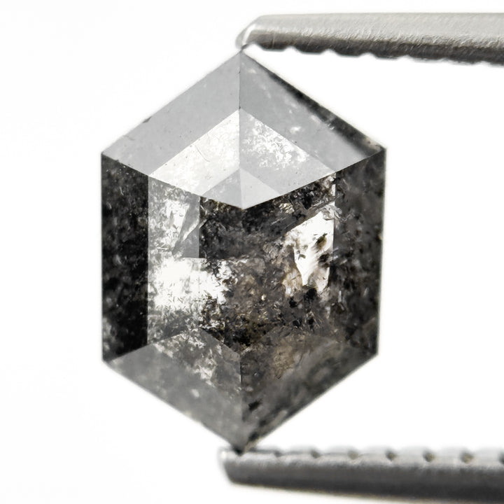 1.42 Ct Hexagon Rose Cut Grey Natural Salt and Pepper Diamond