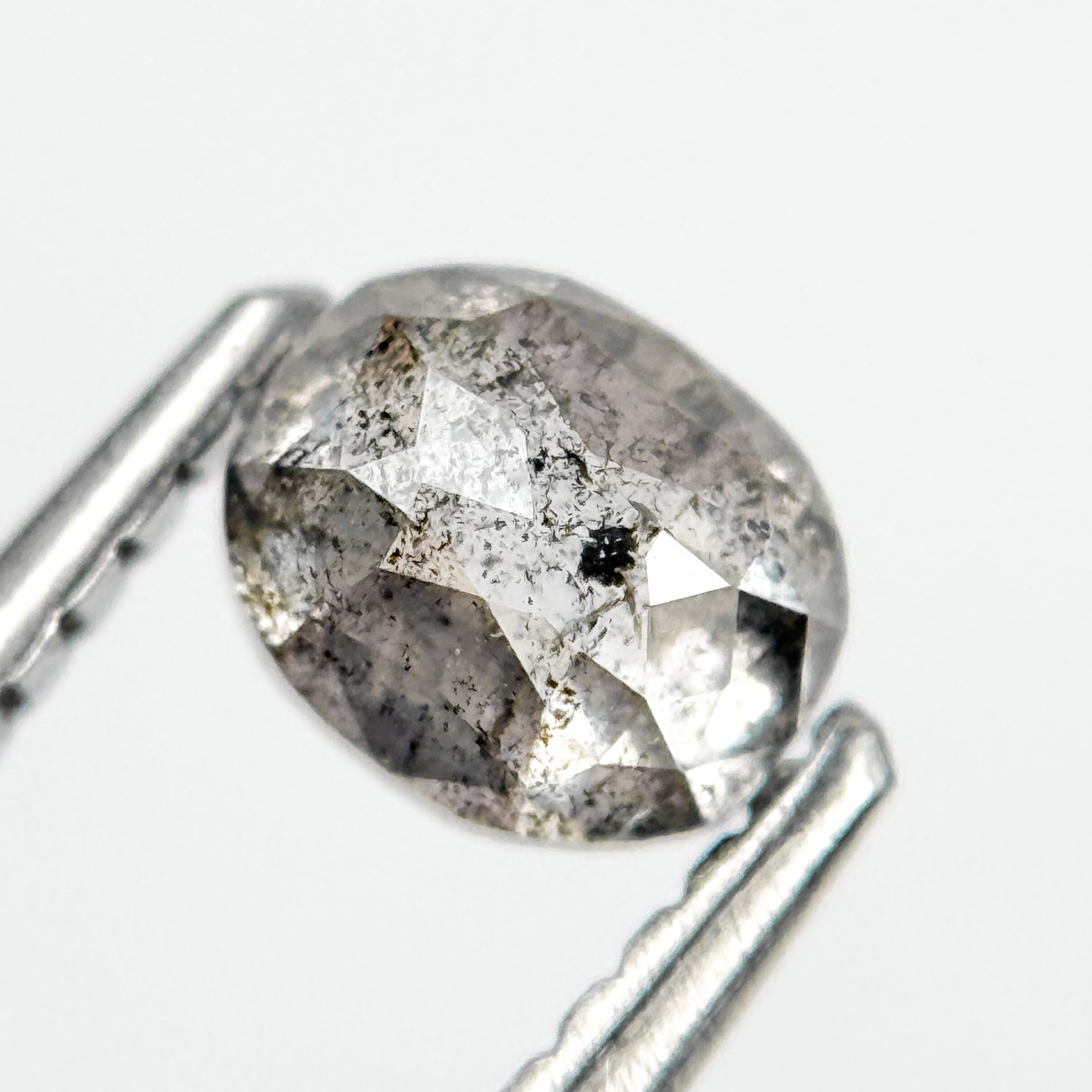 0.78 Ct Oval Rose Cut Grey Natural Galaxy Diamond