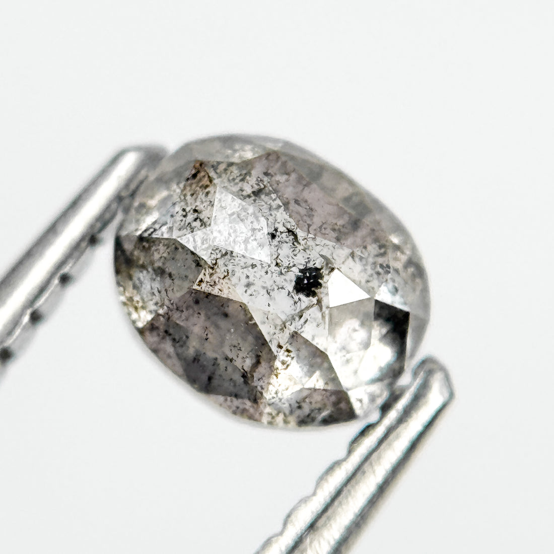 0.78 Ct Oval Rose Cut Grey Natural Galaxy Diamond